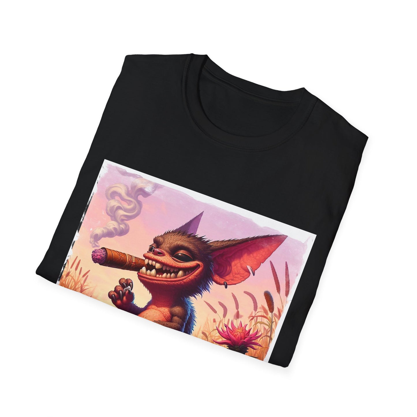 Chupacabra happily smoking t shirt T-Shirt Printify
