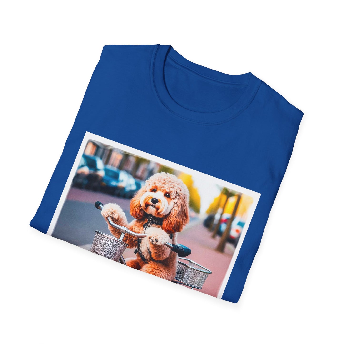 CockerPoo bike stroll t shirt T-Shirt Printify