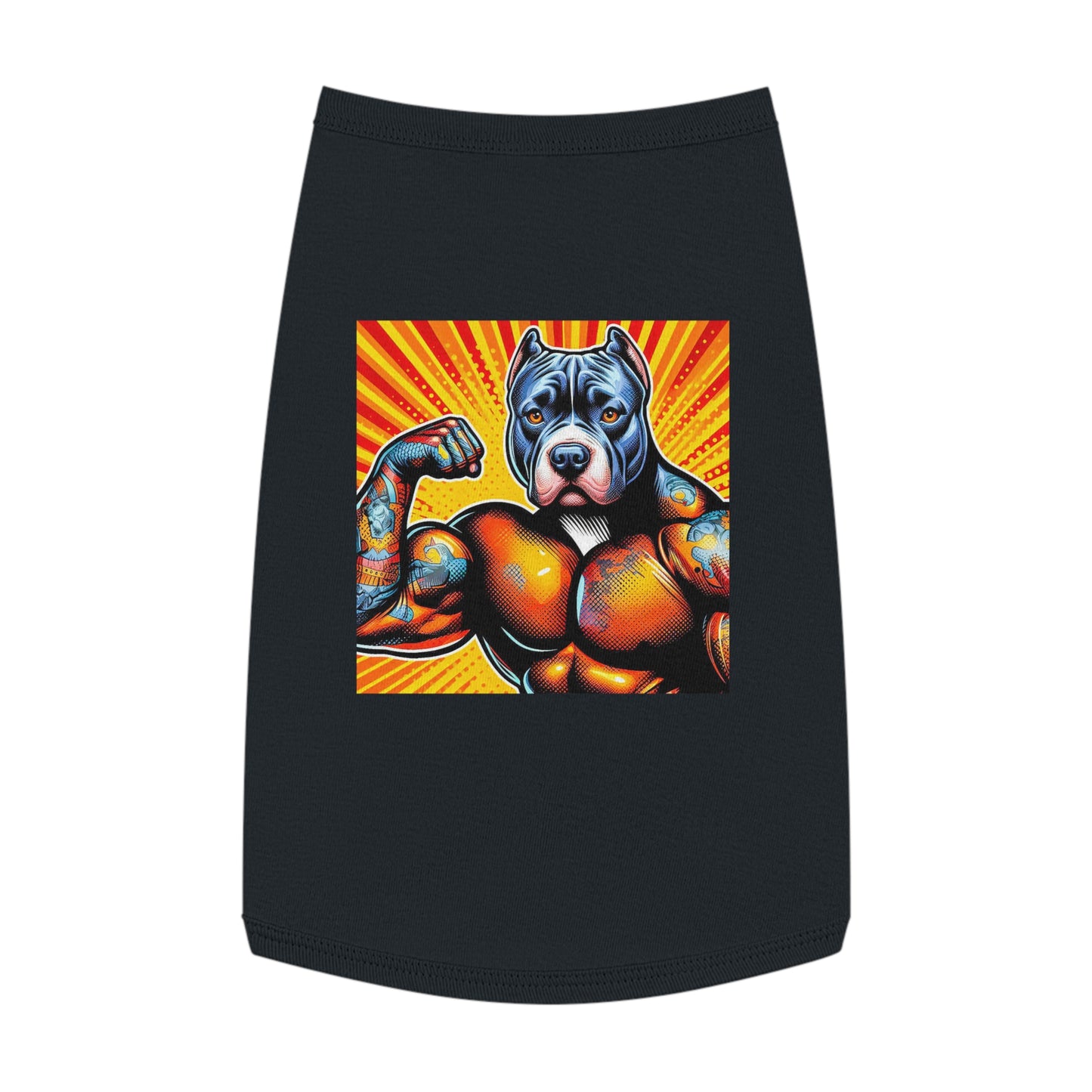 Pet Tank Top Pit Bull arm flexing Pets Printify L Black