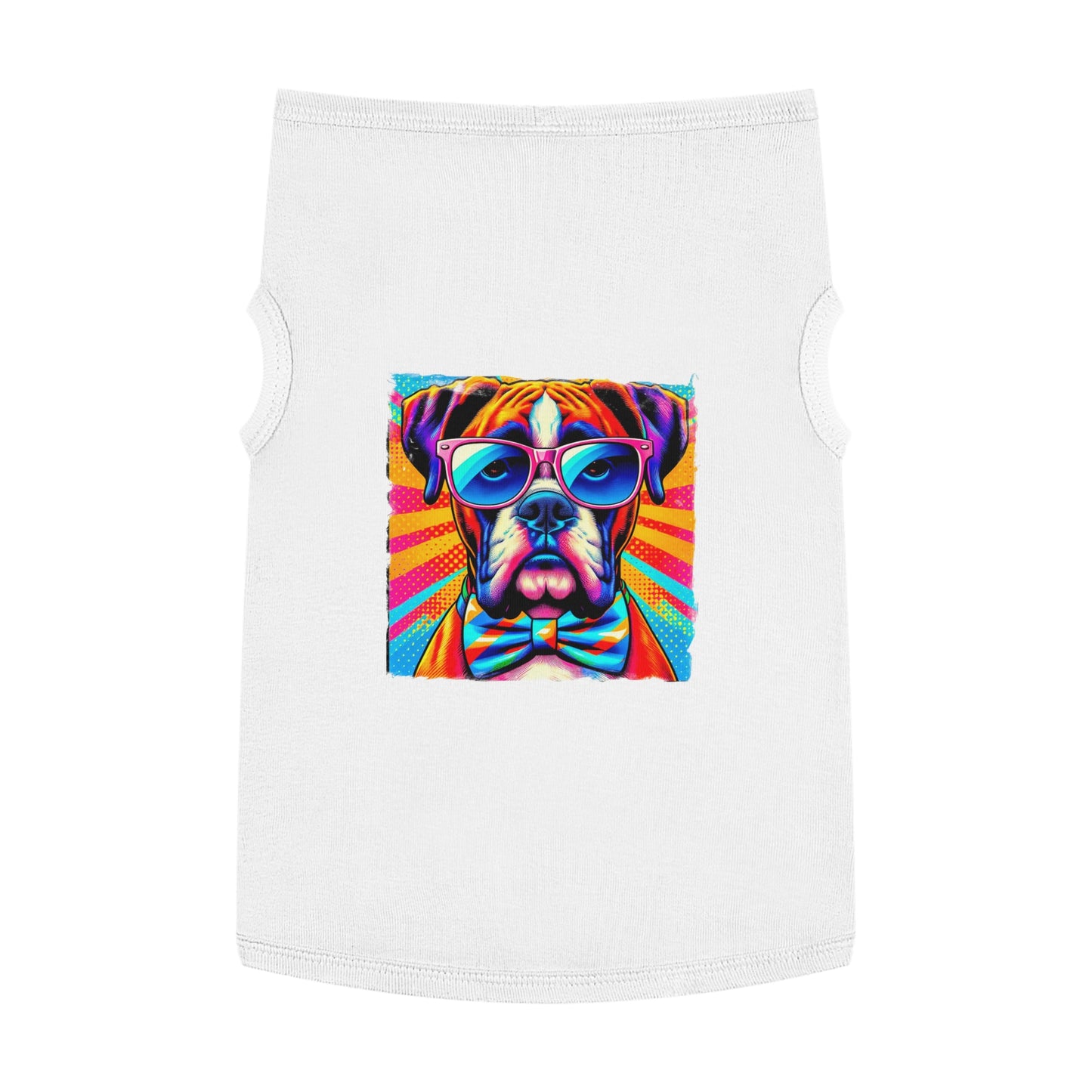 Boxer Dog Wearing A Tie Pet Shirt Pets Printify XL White
