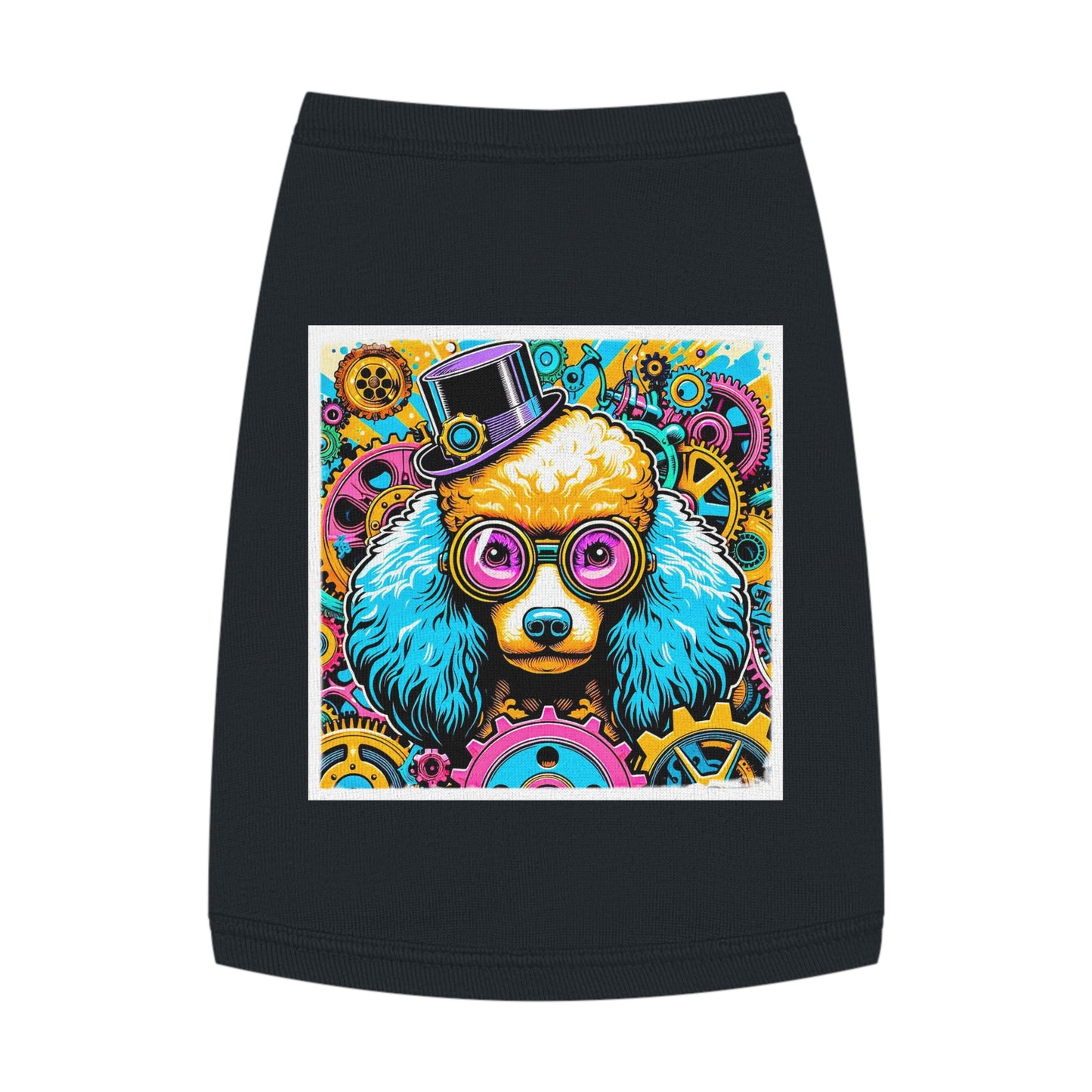 Pet Tank Top Poodle pink and blue steam punk Pets Printify M Black