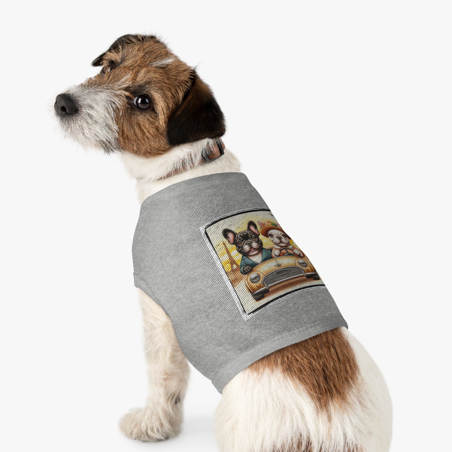 Wacky Pet Tank Top French Bulldog pretty in Paris t shirt Pets Printify