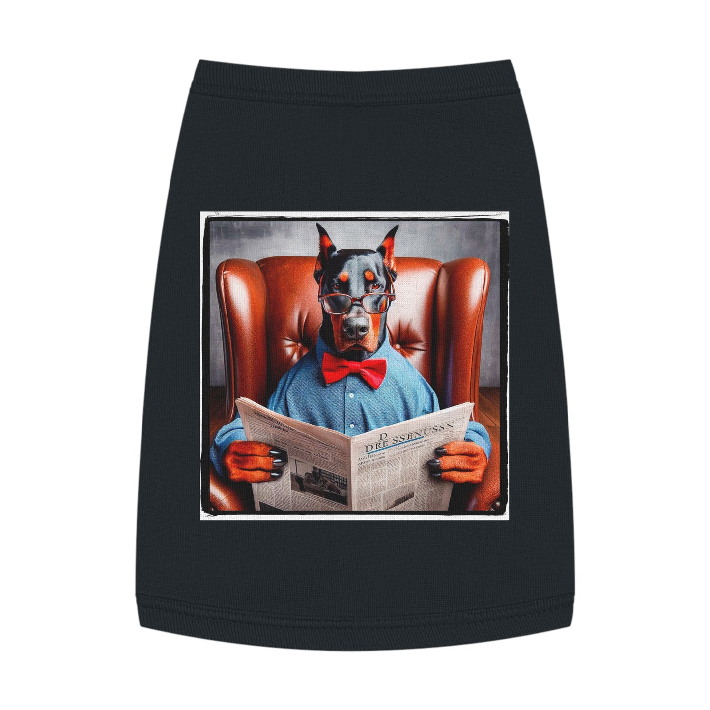 Pet Tank Top Doberman paper reading Pets Printify M Black