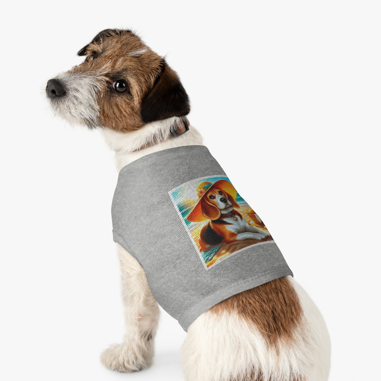 Pet Tank Top Beagle Wearing Sun Hat Pets Printify