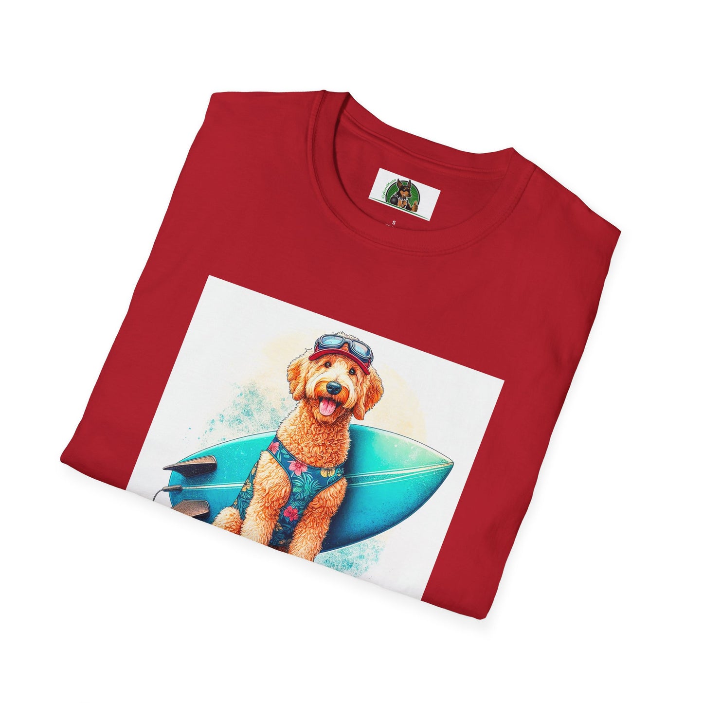 Golden Doodle surfer dude t shirt