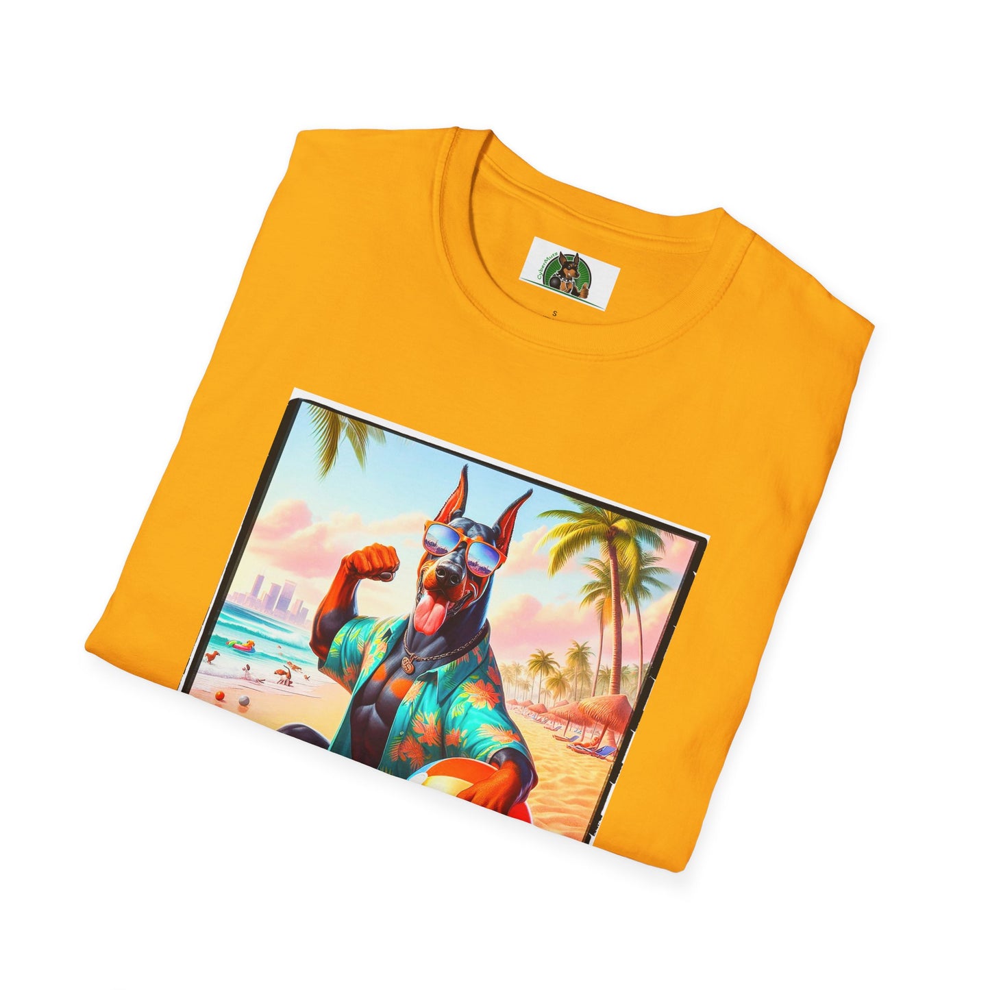 Doberman beach hunk t shirt