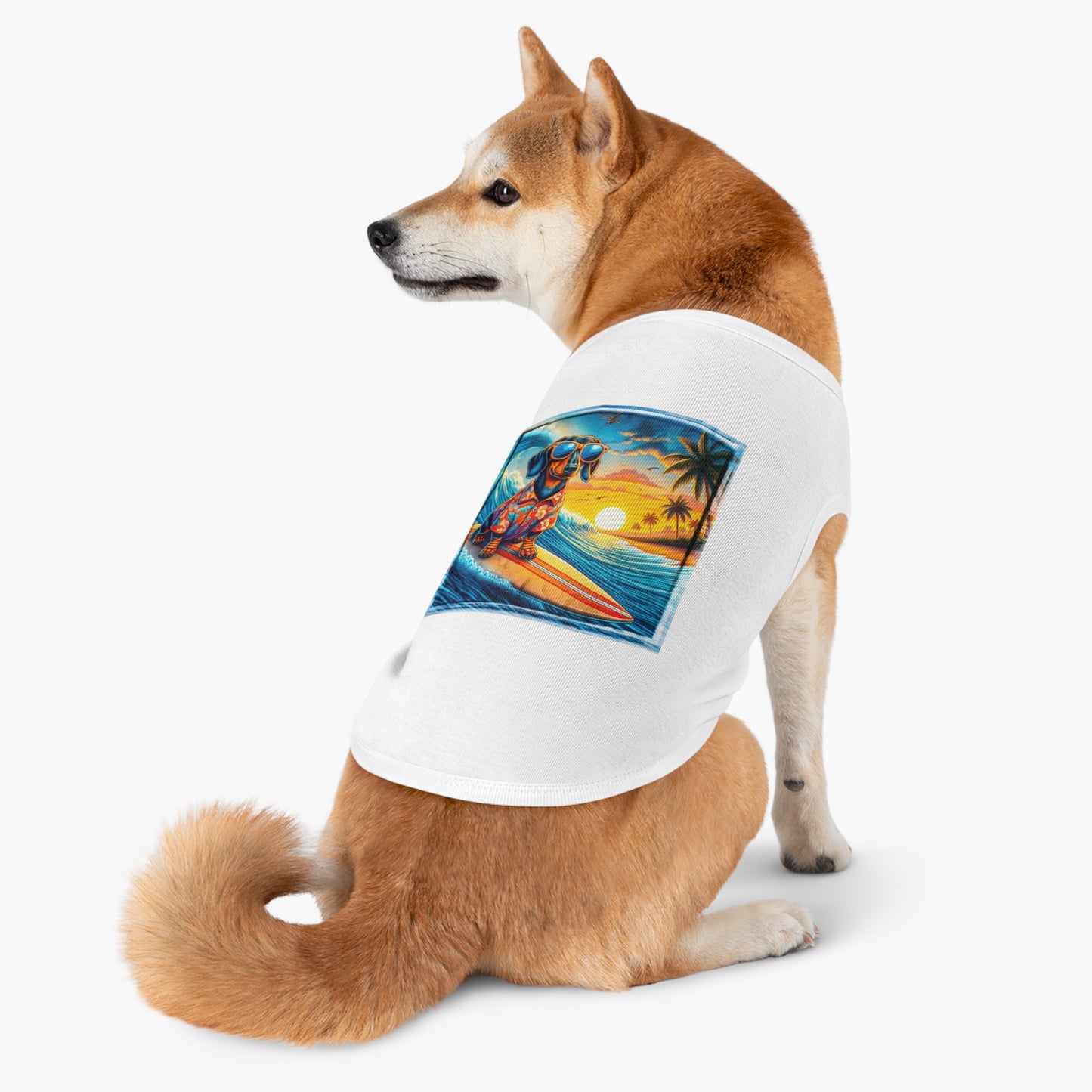 Pet Tank Top Dachshund Hawaiian surf t shirt