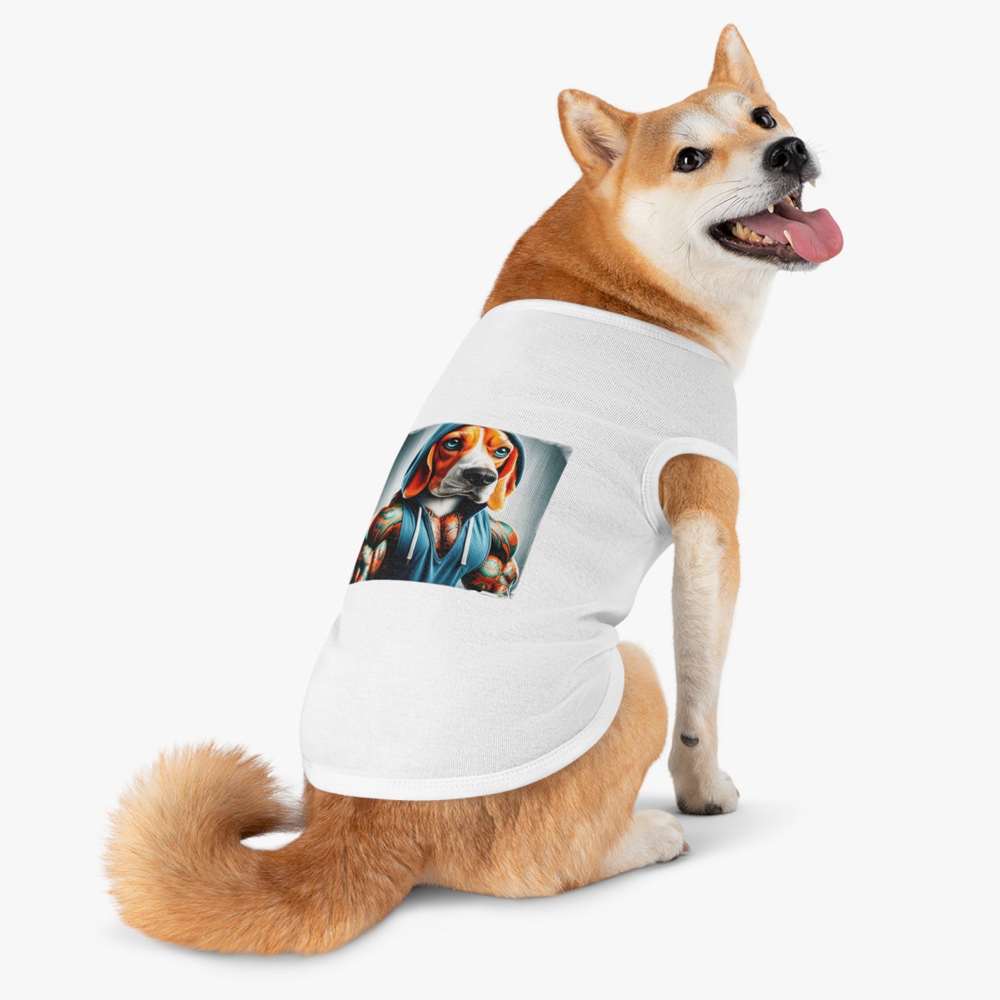 Pet Tank Top Beagle Muscle Dog Wearing Hoodie Pets Printify