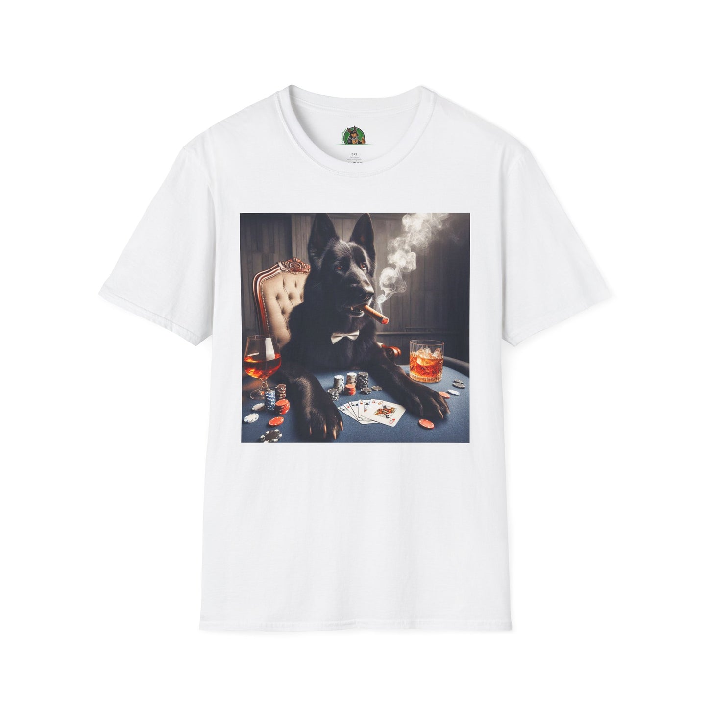German Shepherd playing poker shirt T-Shirt Printify White S