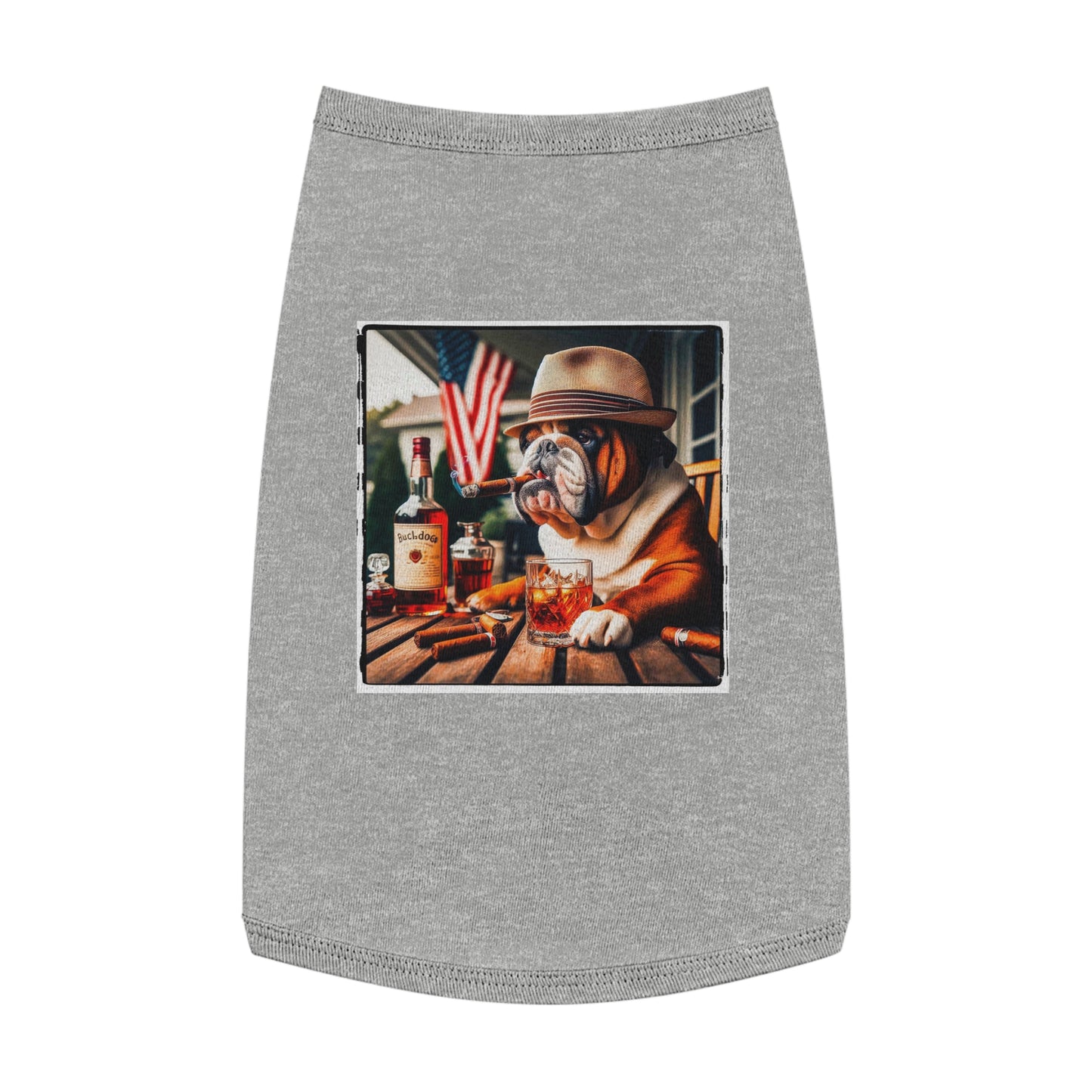 Pet Tank Top Bulldog cigar chilling t shirt Pets Printify L Heather