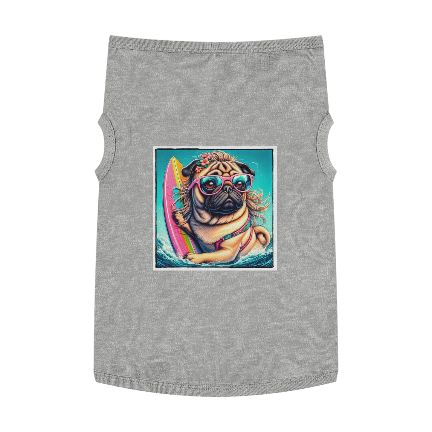 Pet Tank Top Pug surfer puppy Pets Printify XL Heather