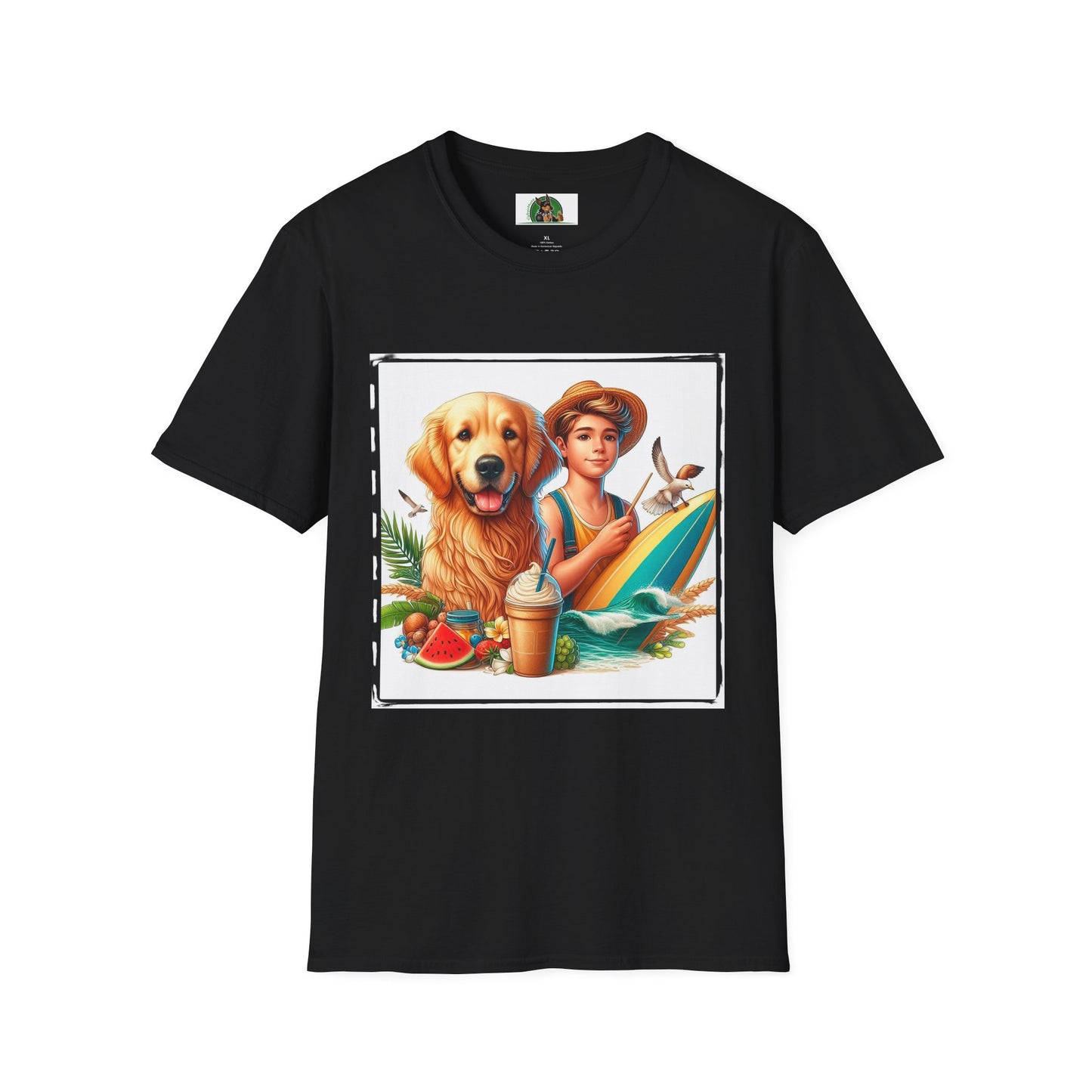 Golden Retriever boy and handsome puppy T-Shirt Printify XS Black