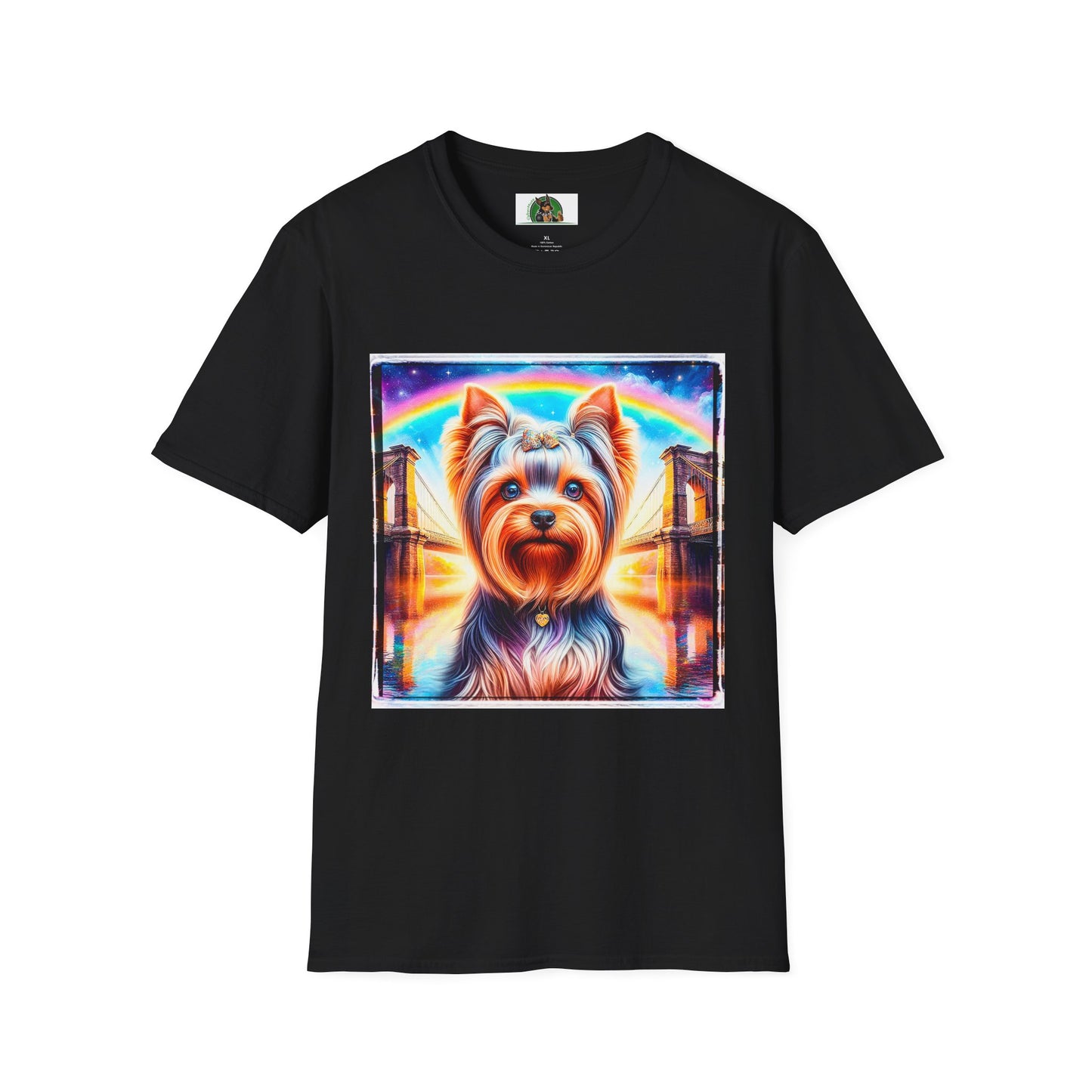 Yorkie rainbow bridge shirt T-Shirt Printify XS Black