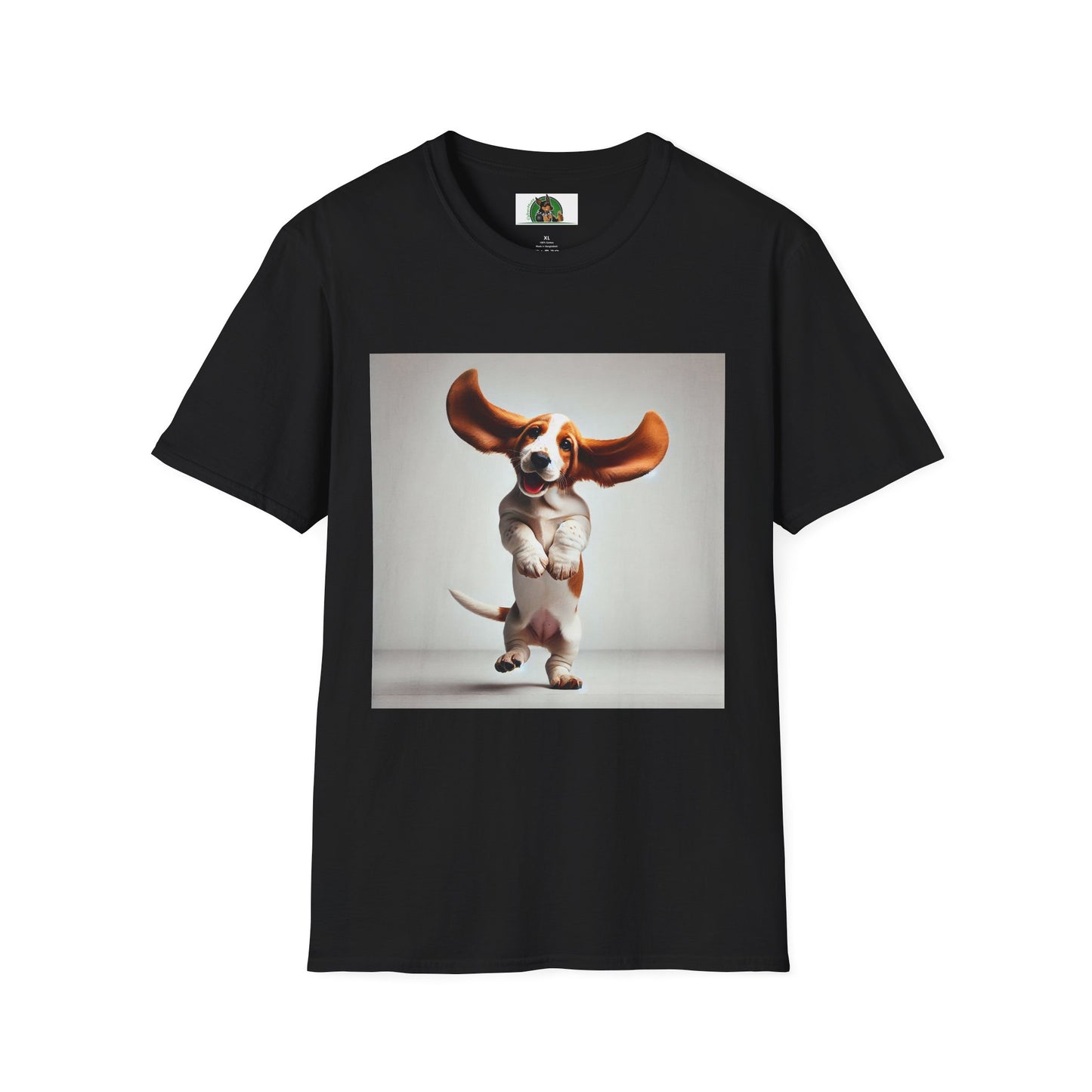 Bassett Hound T-Shirt - Dancing Dog Design T-Shirt Printify XS Black