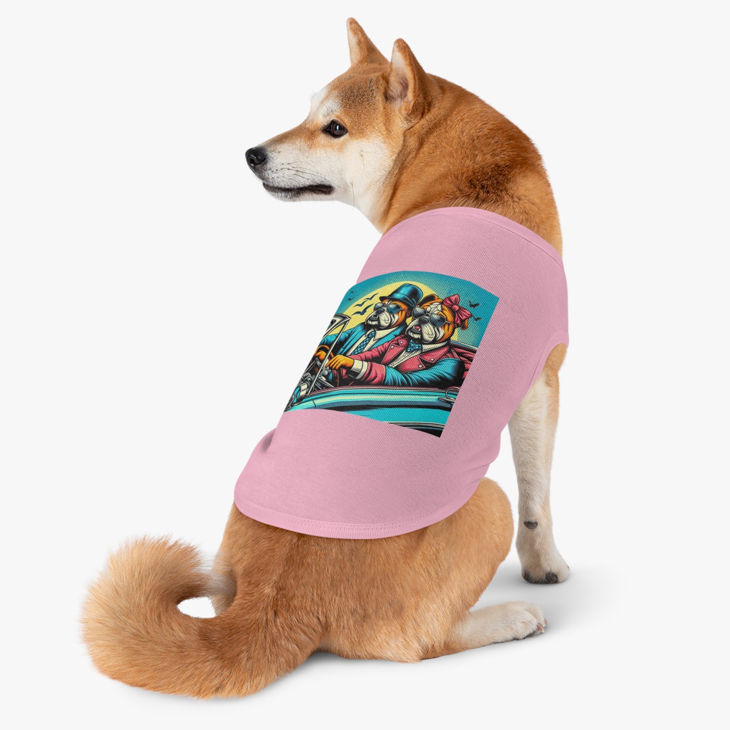 Wacky Pet Tank Top Bulldog sunset driving t shirt