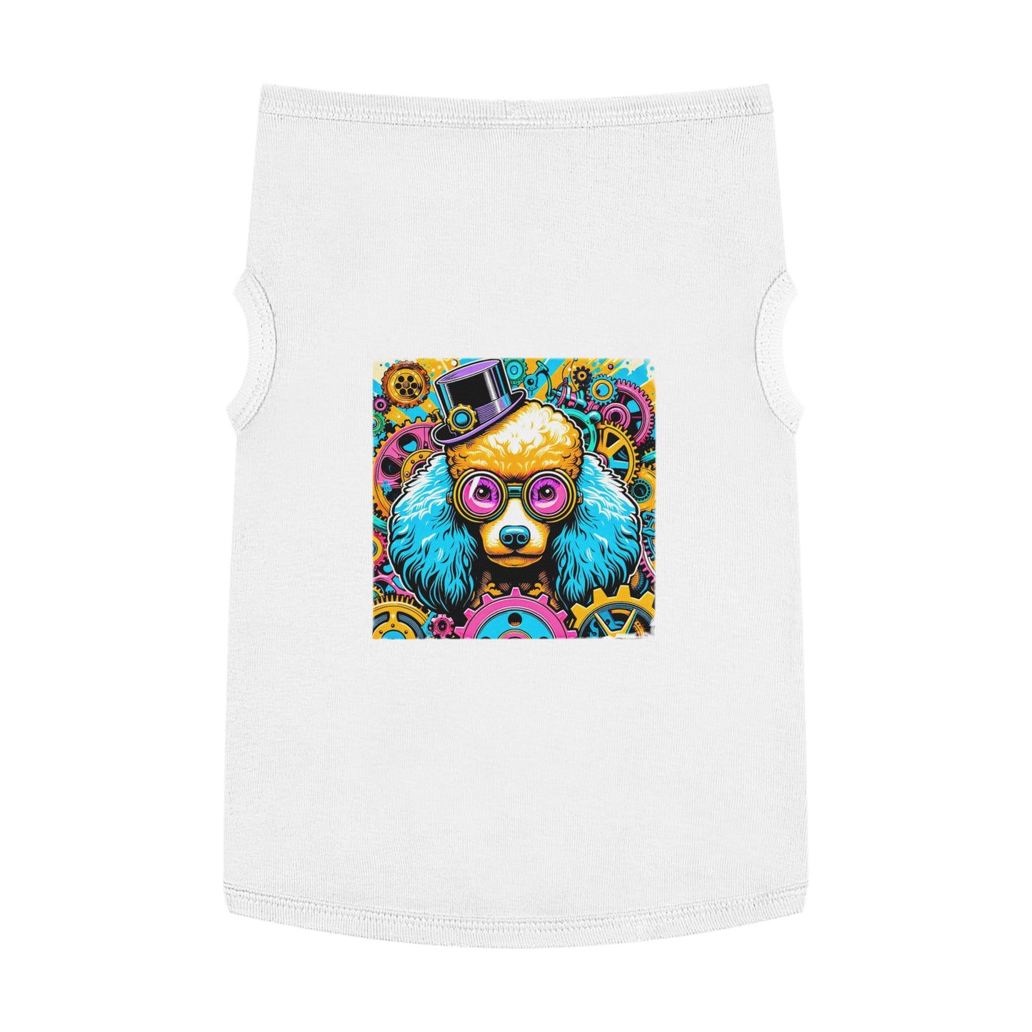Pet Tank Top Poodle pink and blue steam punk Pets Printify XL White