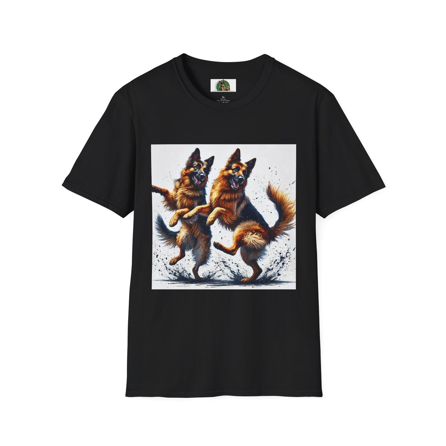 German Shepherd T-Shirt - Dancing Dog Design T-Shirt Printify XS Black