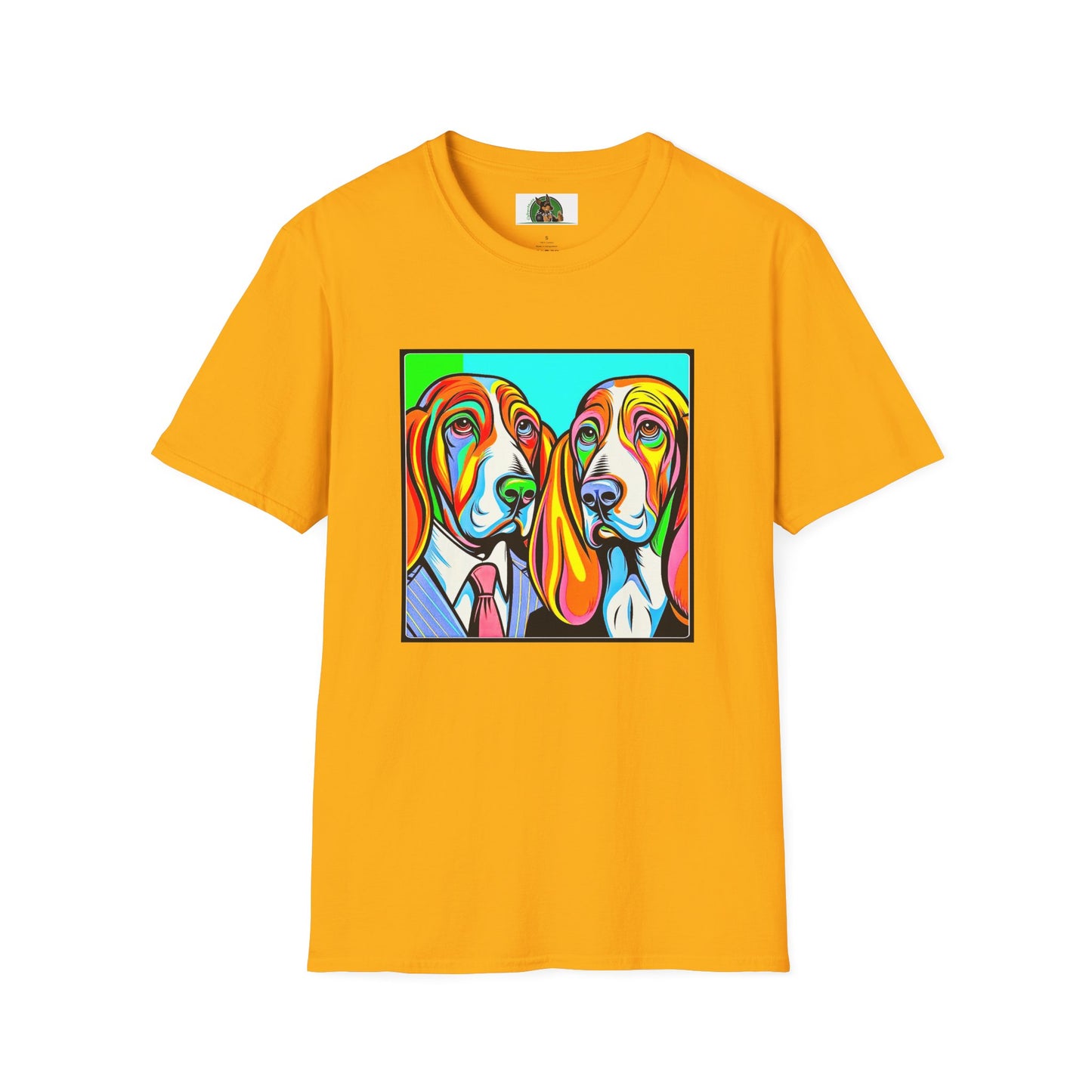 Basset Hound Couple Profile Pic T-Shirt Printify S Gold