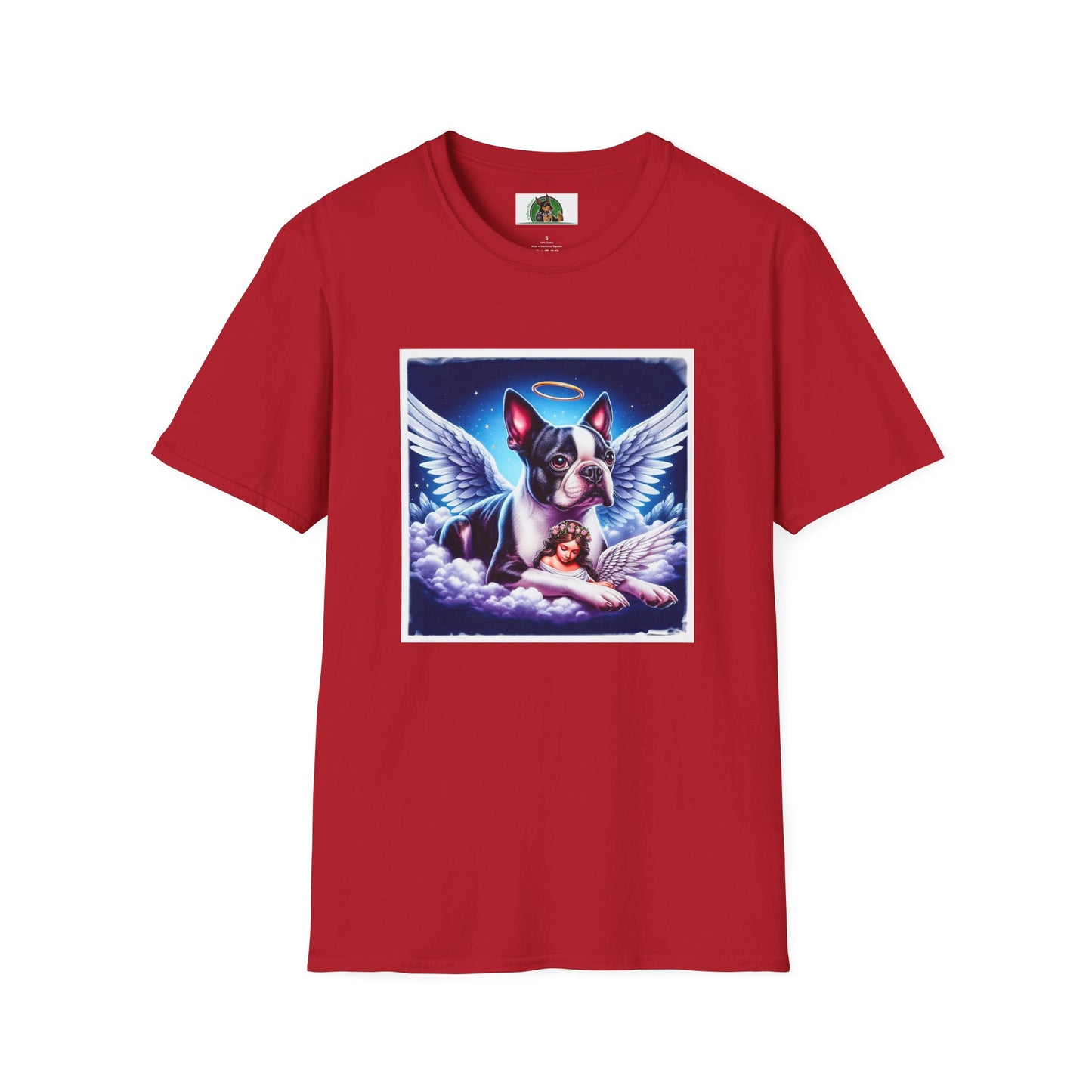 Boston Terrier Angel And Girl Shirt T-Shirt Printify S Cherry Red