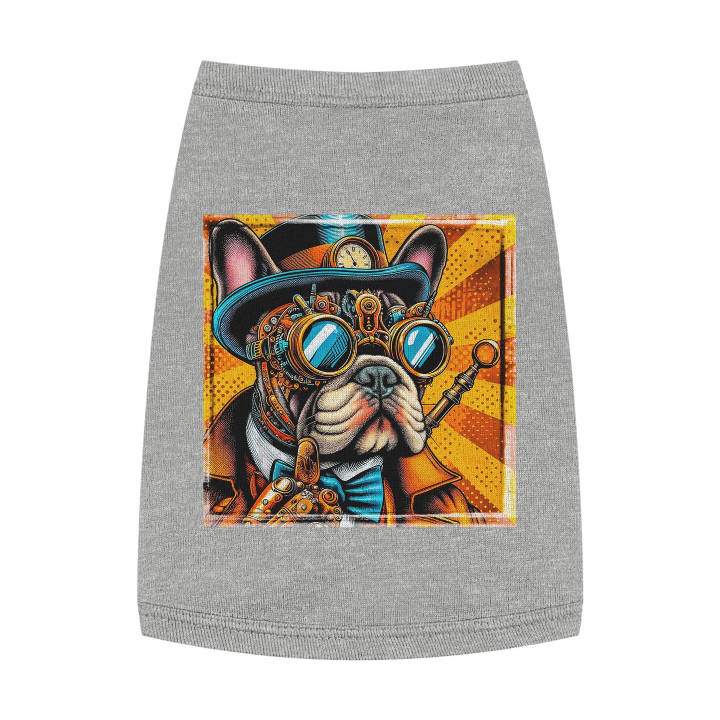 Pet Tank Top French Bulldog steampunk dude t shirt Pets Printify M Heather