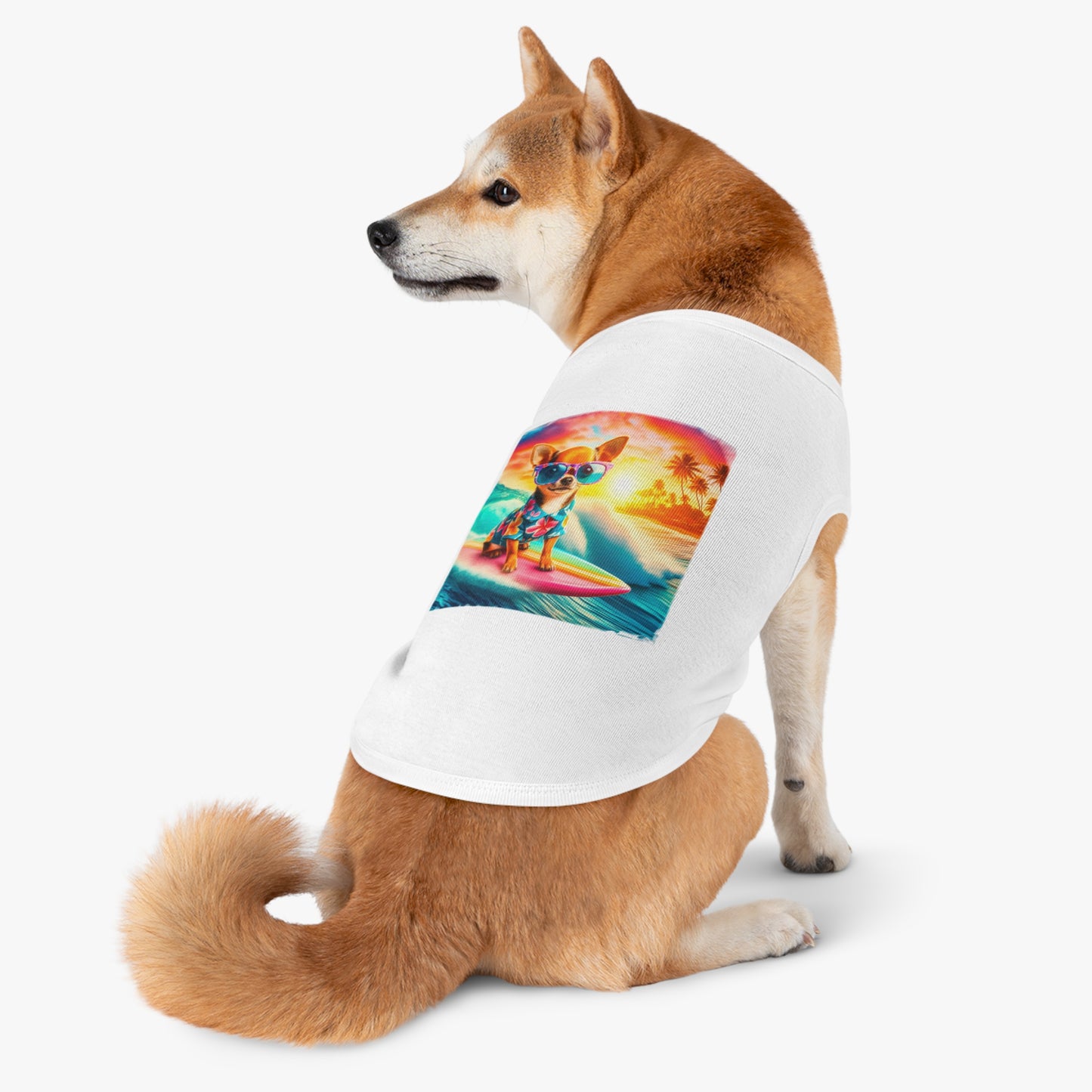Pet Tank Top Chihuahua colorful waves t shirt