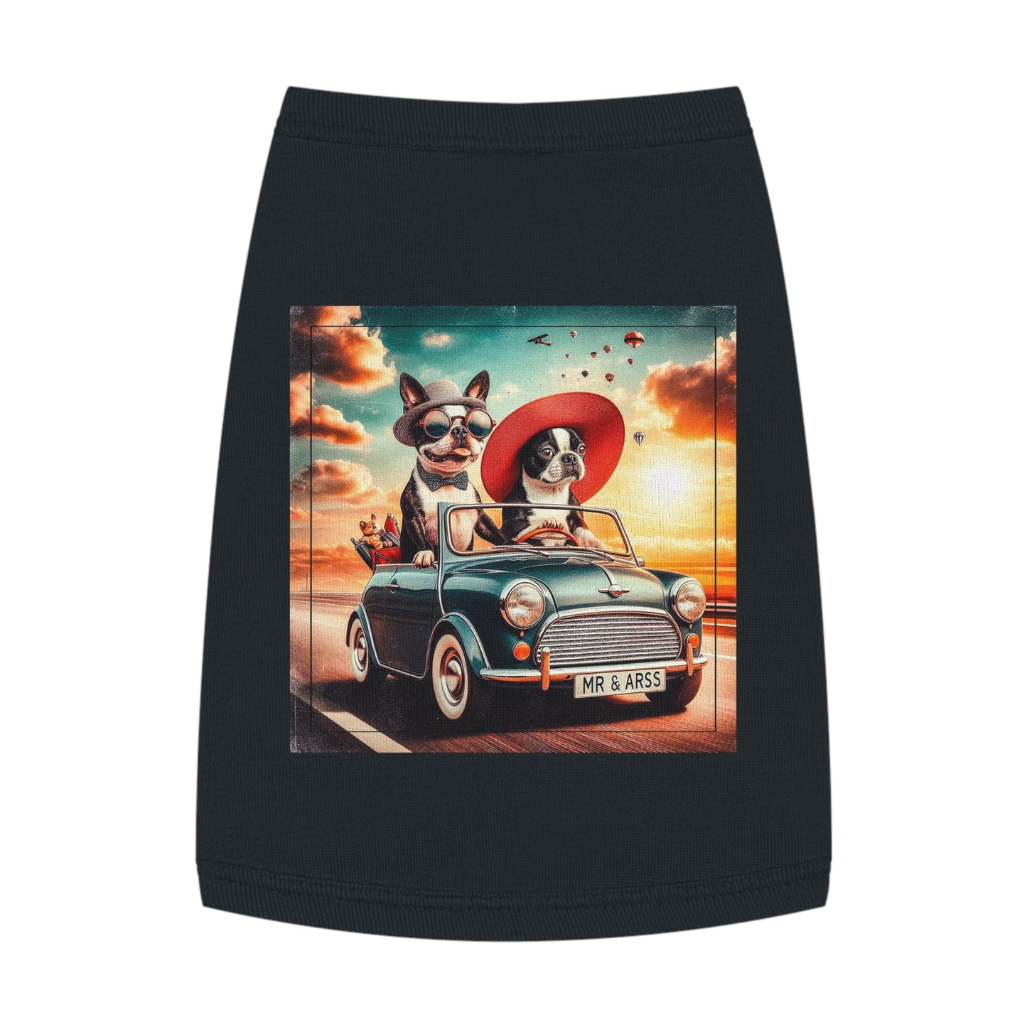 Wacky Boston Terrier Dog Driving in Car Tank Top For Pet Pets Printify M Black