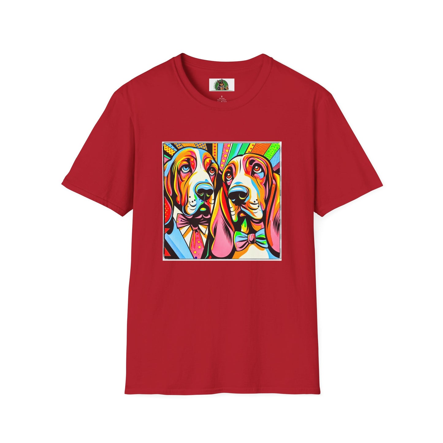 Basset Hound Boys Pop Art Pic T-Shirt Printify S Cherry Red