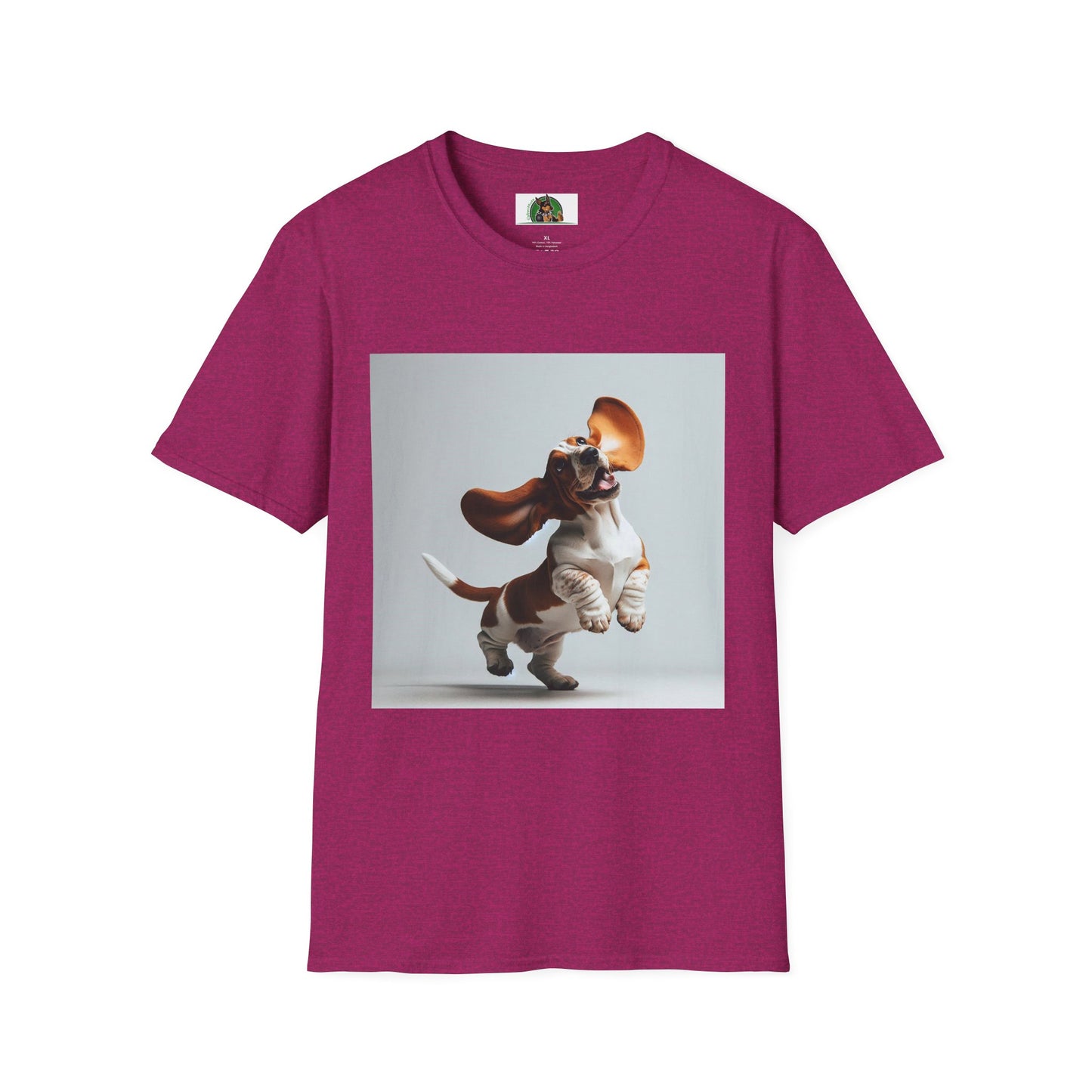 Bassett Hound T-Shirt - Dancing Dog Design T-Shirt Printify S Antique Heliconia