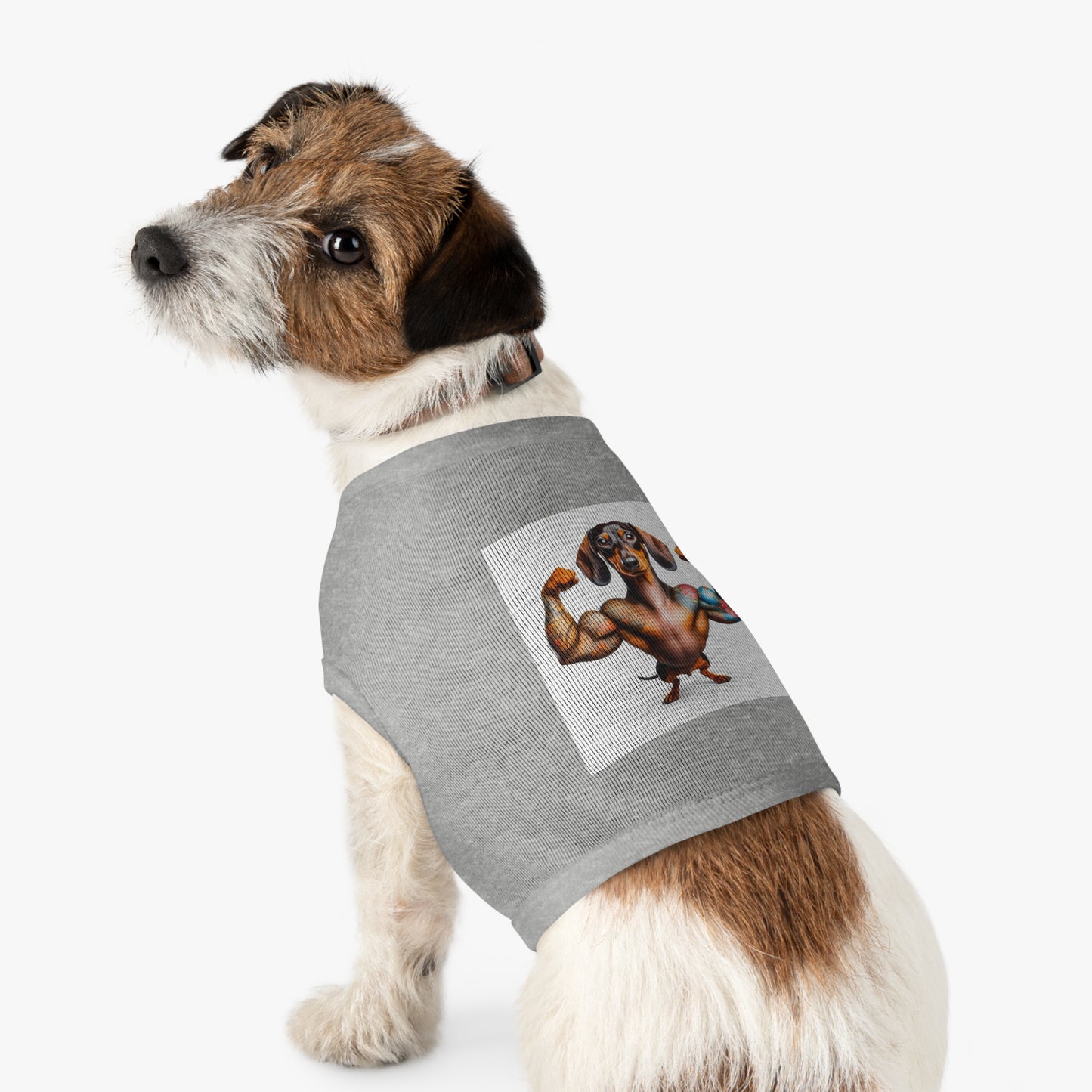 Pet Tank Top Dachshund muscle man t shirt Pets Printify