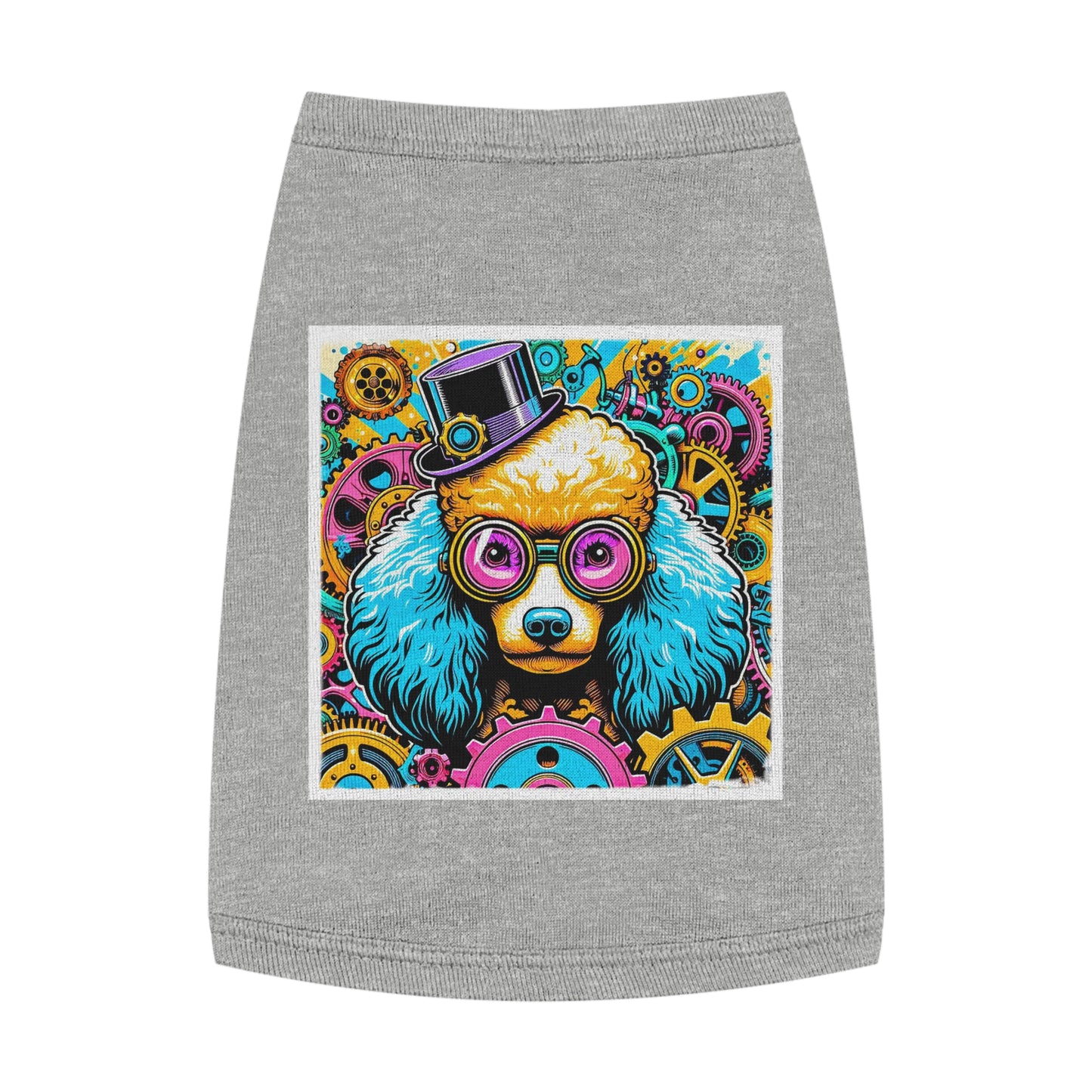 Pet Tank Top Poodle pink and blue steam punk Pets Printify M Heather