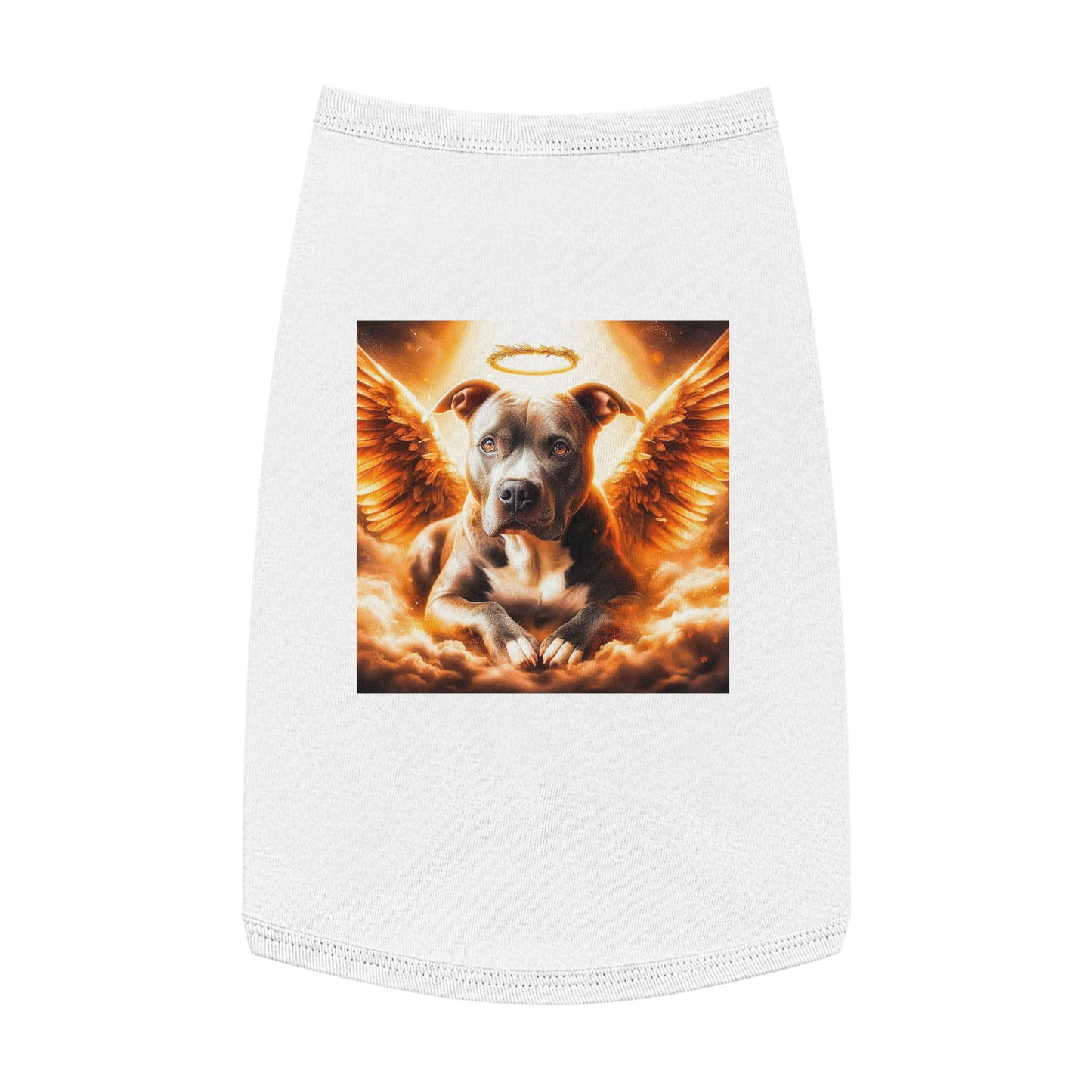 Pet Tank Top Pit Bull glowing Angel Pets Printify L White