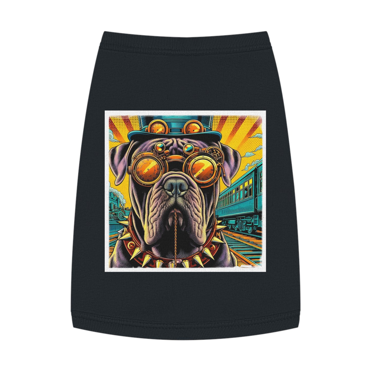 Pet Tank Top Cane Corso Spiked Collar Steampunk Dog Pets Printify M Black