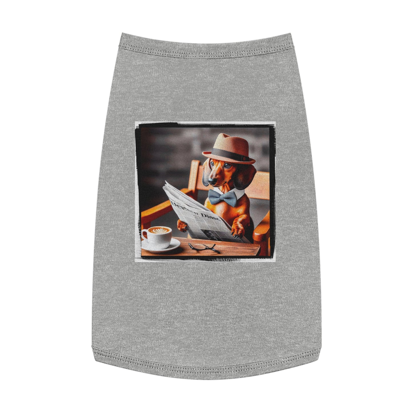 Pet Tank Top Dachshund coffee morning t shirt Pets Printify L Heather