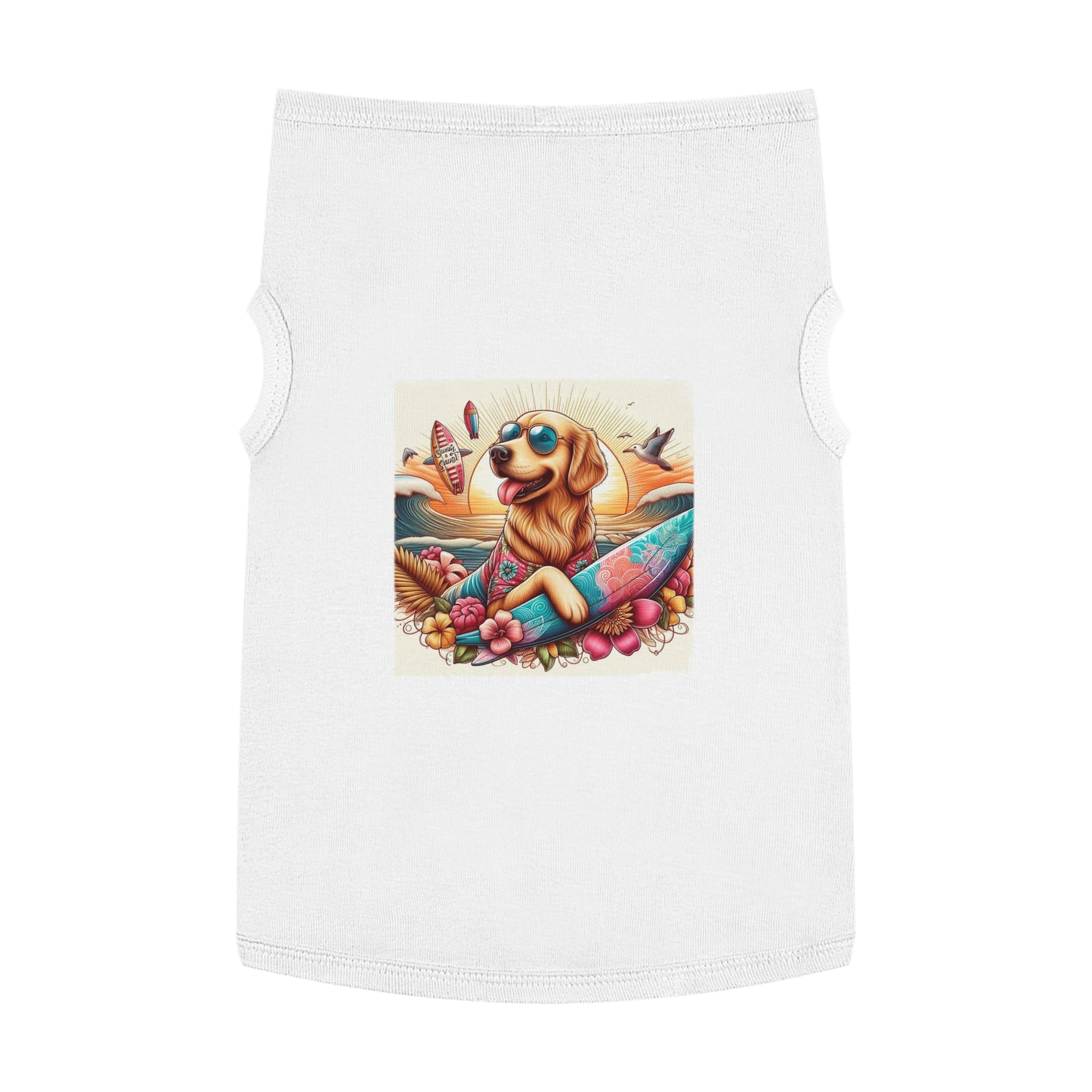 Golden Retriever pet tank top sunny day Pets Printify XL White