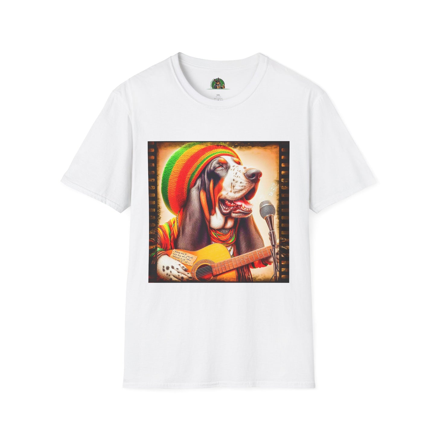 Basset Hound Playing Guitar Singing T-Shirt Printify XS White