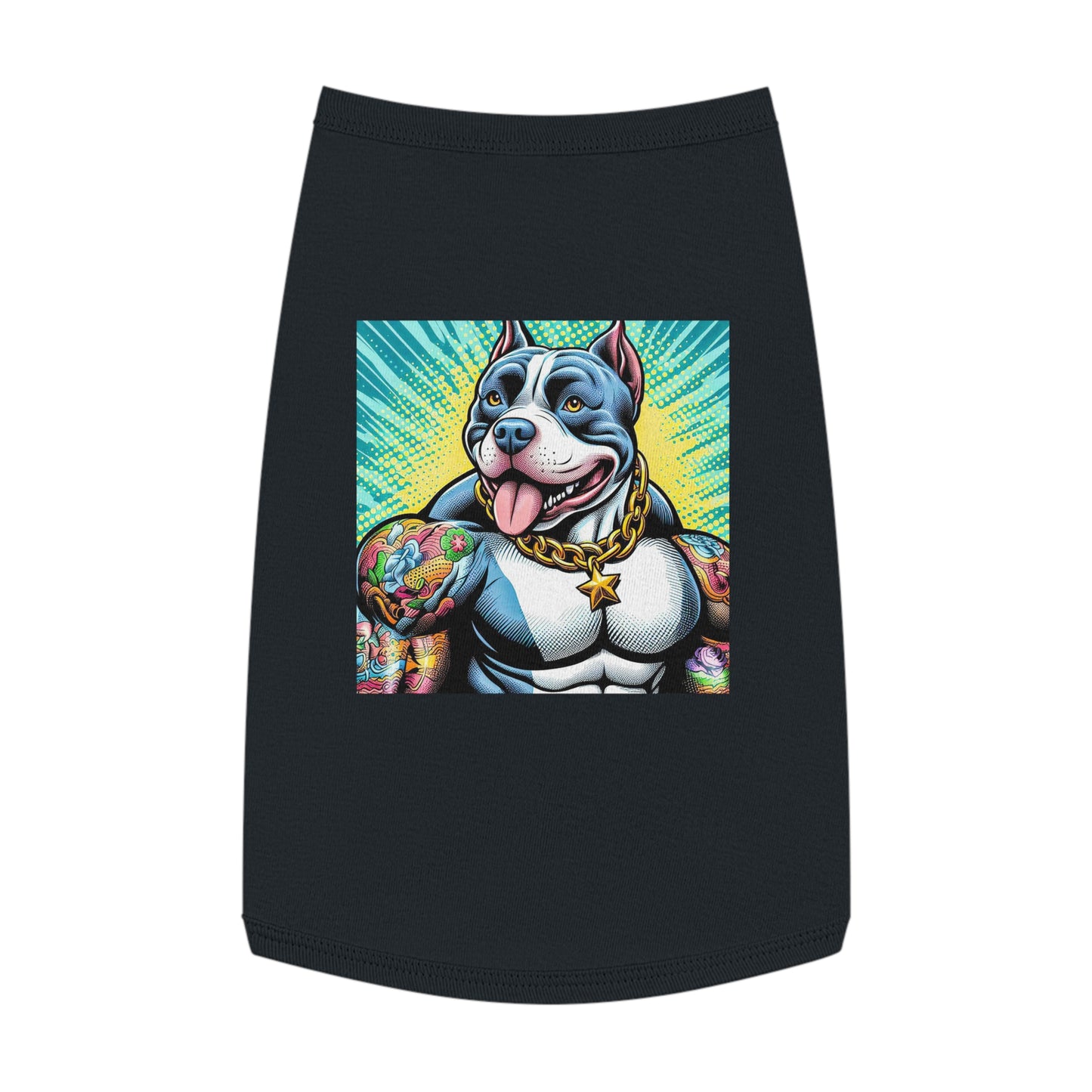 Pet Tank Top Pit Bull huge muscles shirt Pets Printify L Black