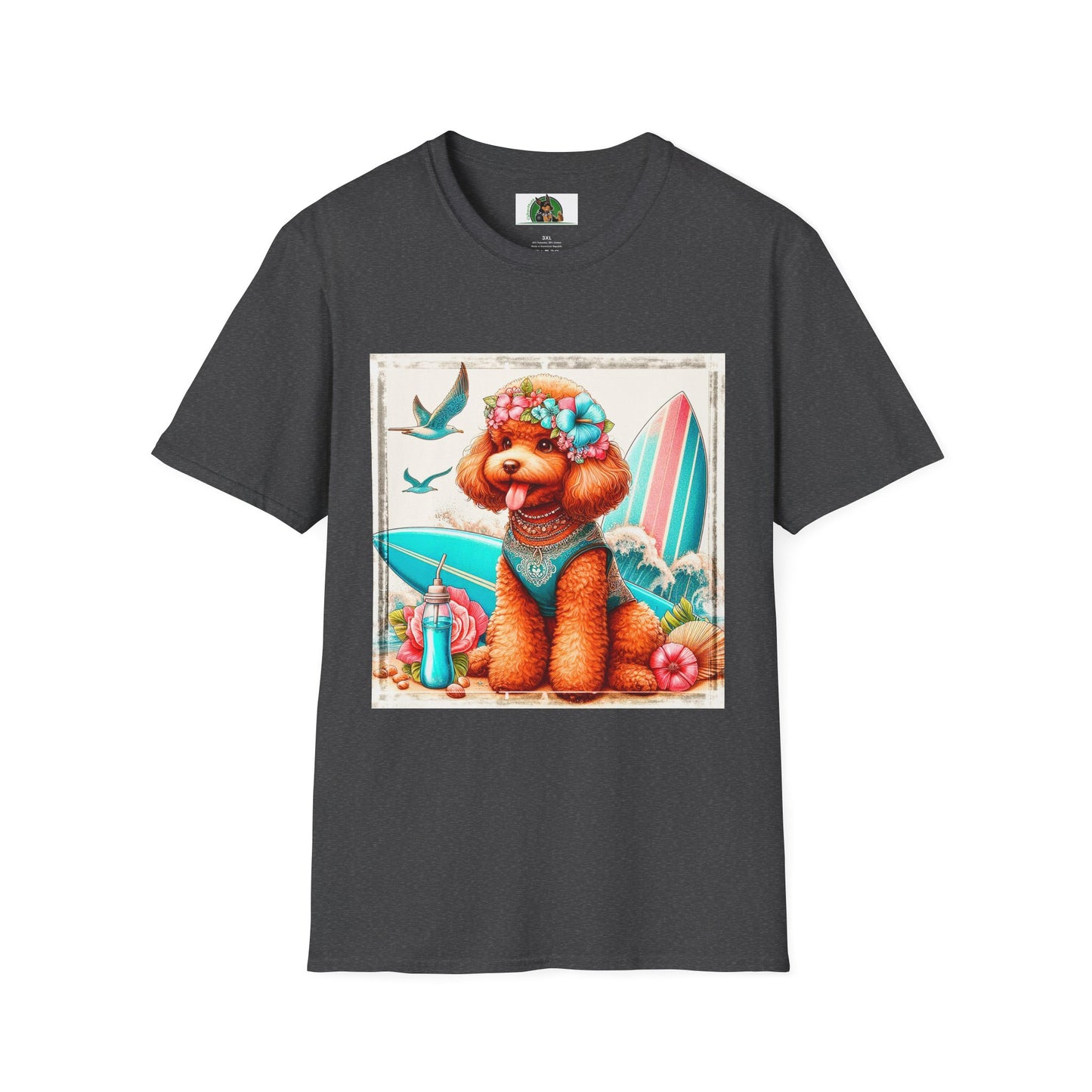 Poodle beach surfer babe t shirt T-Shirt Printify XS Dark Heather