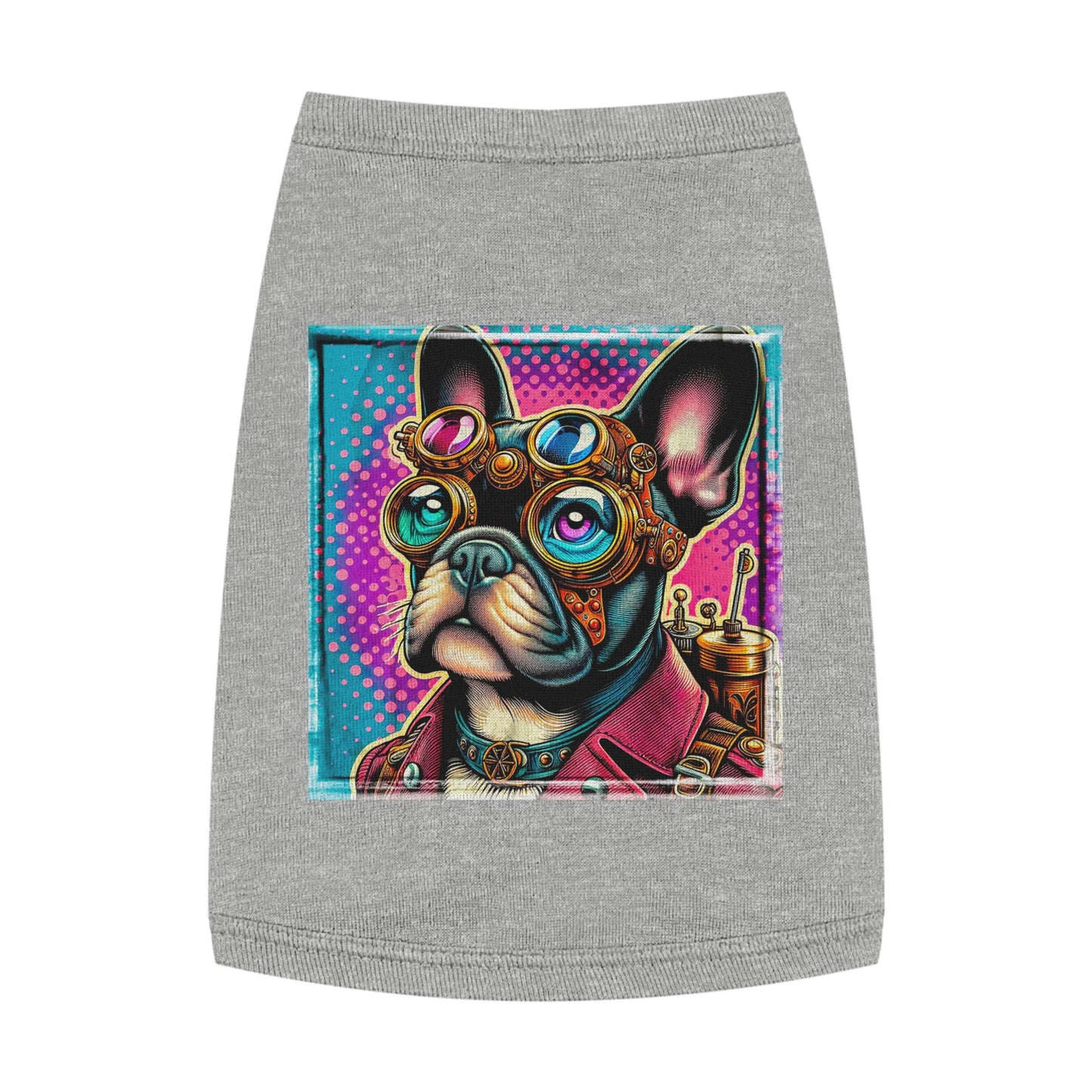 Pet Tank Top French Bulldog colorful steampunk t shirt Pets Printify M Heather
