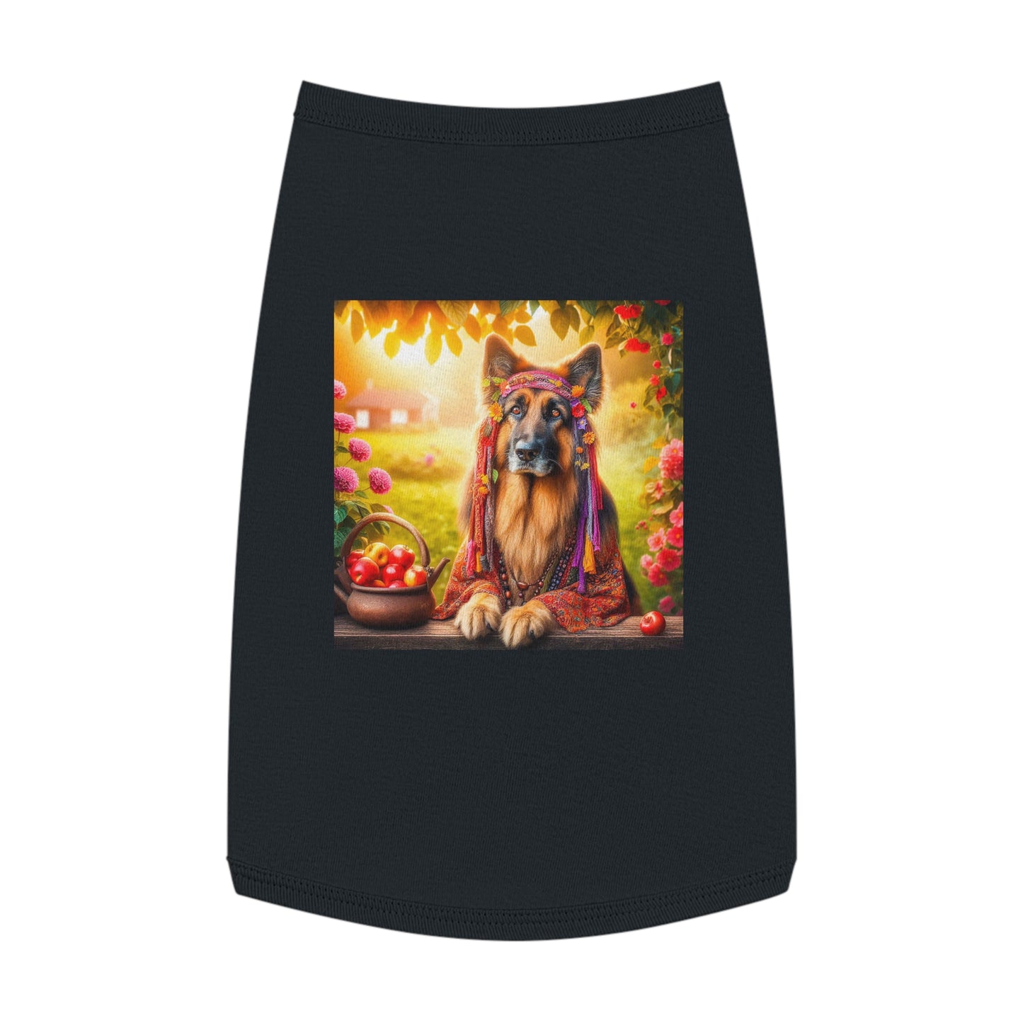 German Shepherd fun hippie Pets Printify L Black