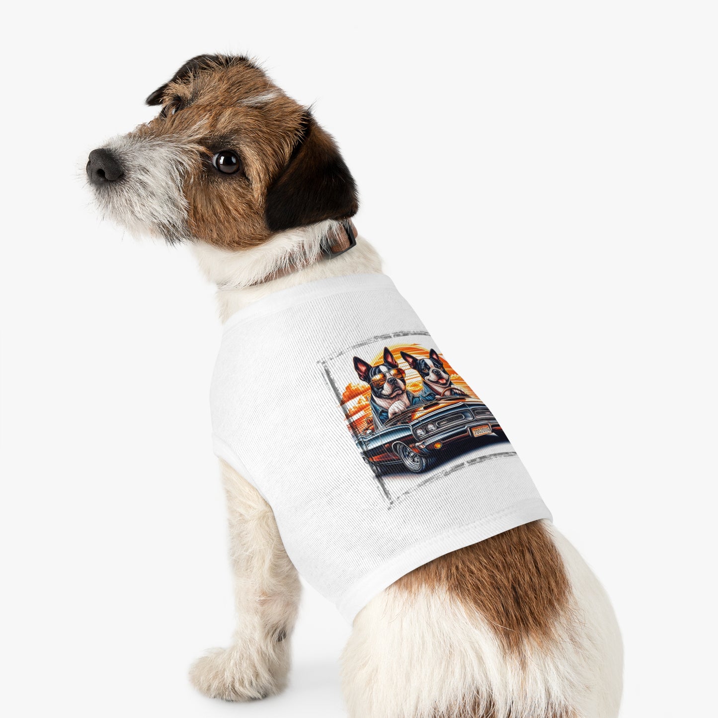Pet Tank Top - Wacky Boston Terrier Friends Driving Design Pets Printify