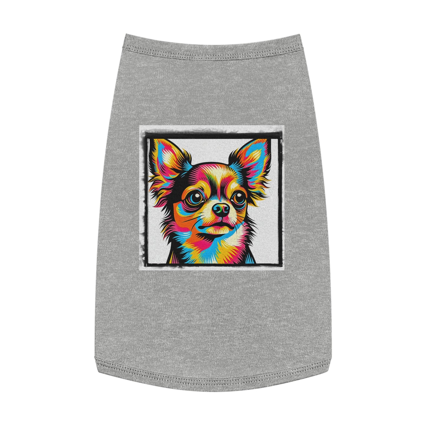 Pet Tank Top Chihuahua colorful portrait t shirt Pets Printify L Heather