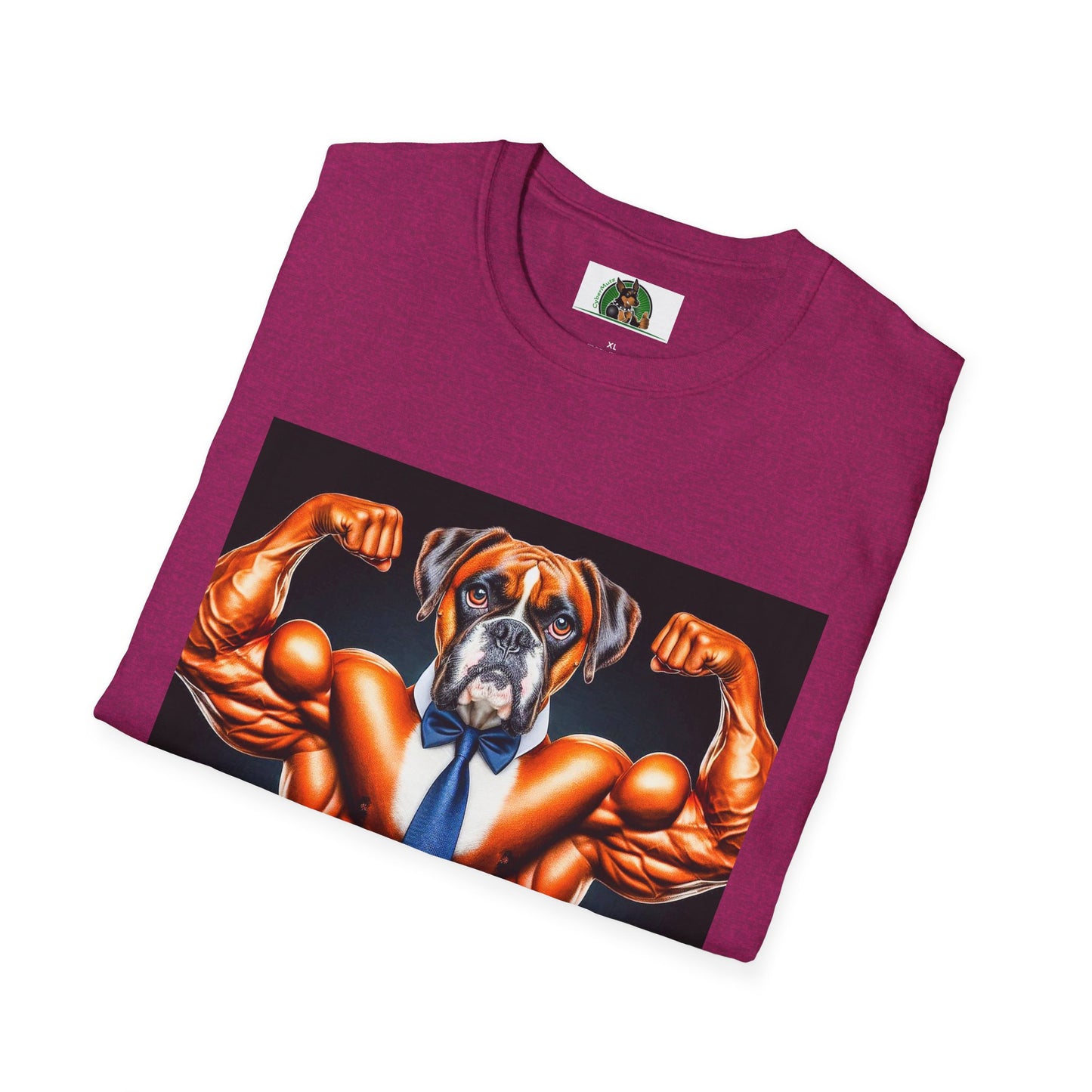 Boxer Muscle Dog Wearing Tie TShirt T-Shirt Printify
