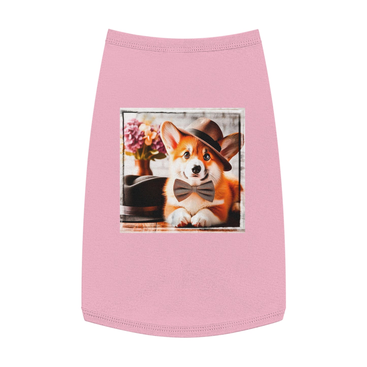 Pet Tank Top Pembroke Welsh Corgi pretty bow tie Pets Printify