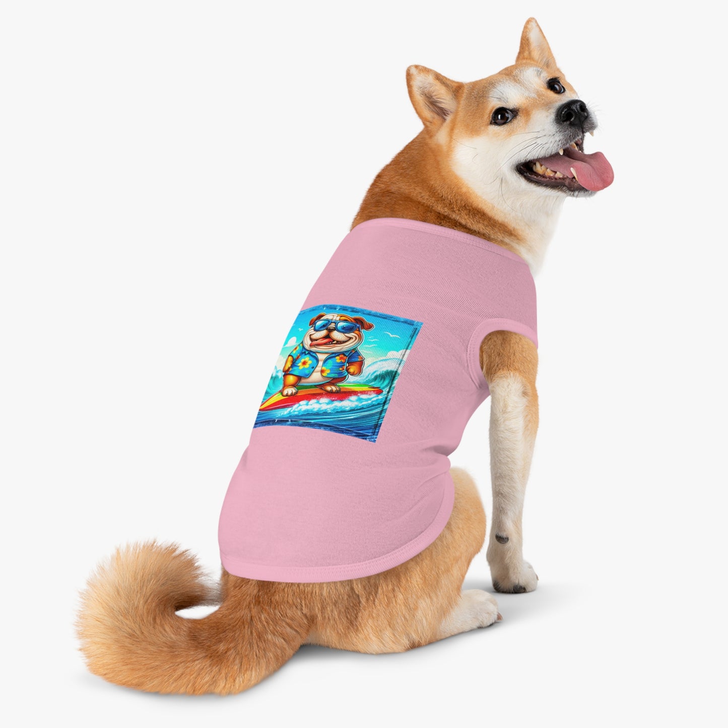 Pet Tank Top Bulldog surfing dog t shirt
