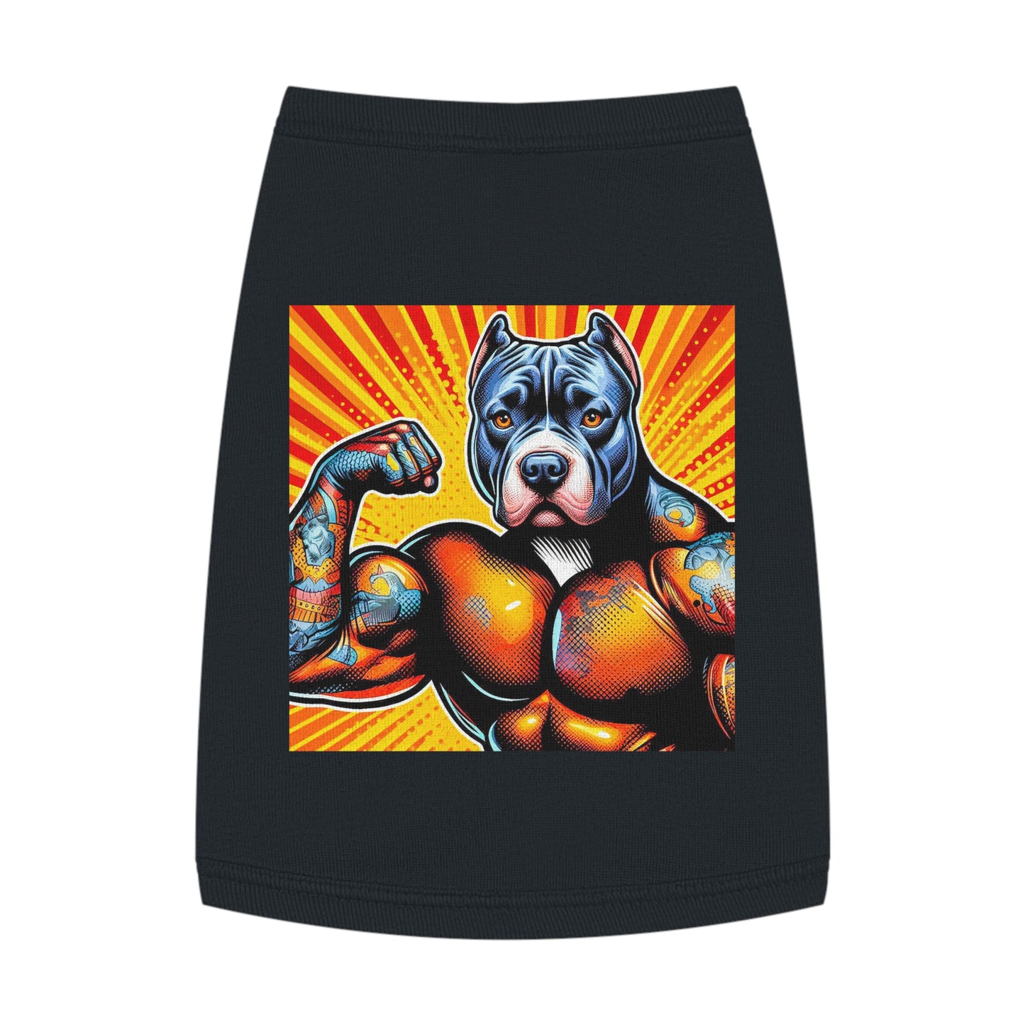 Pet Tank Top Pit Bull arm flexing Pets Printify M Black