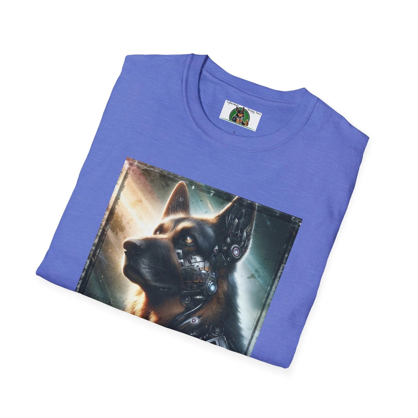 Robotic German Shepherd Graphic Tee With Cyber Quality Cotton By CyberMutz Futuristic Dog Design For Tech Lovers