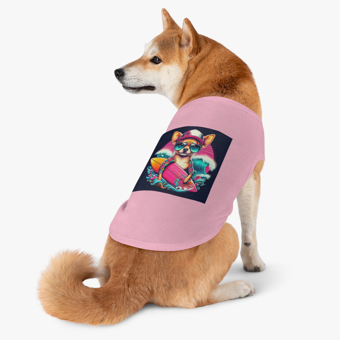 Pet Tank Top Chihuahua pink surfboard t shirt