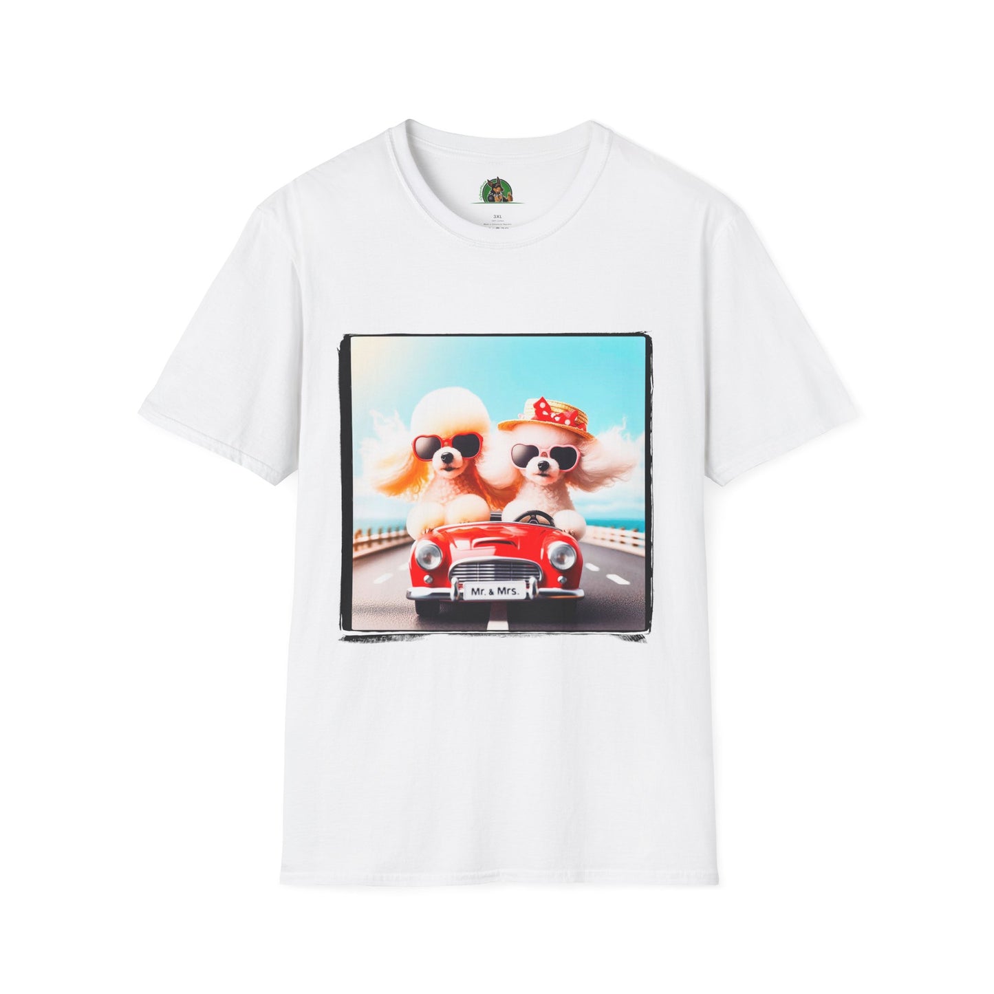 Wacky Poodle driving fun shirt T-Shirt Printify XS White