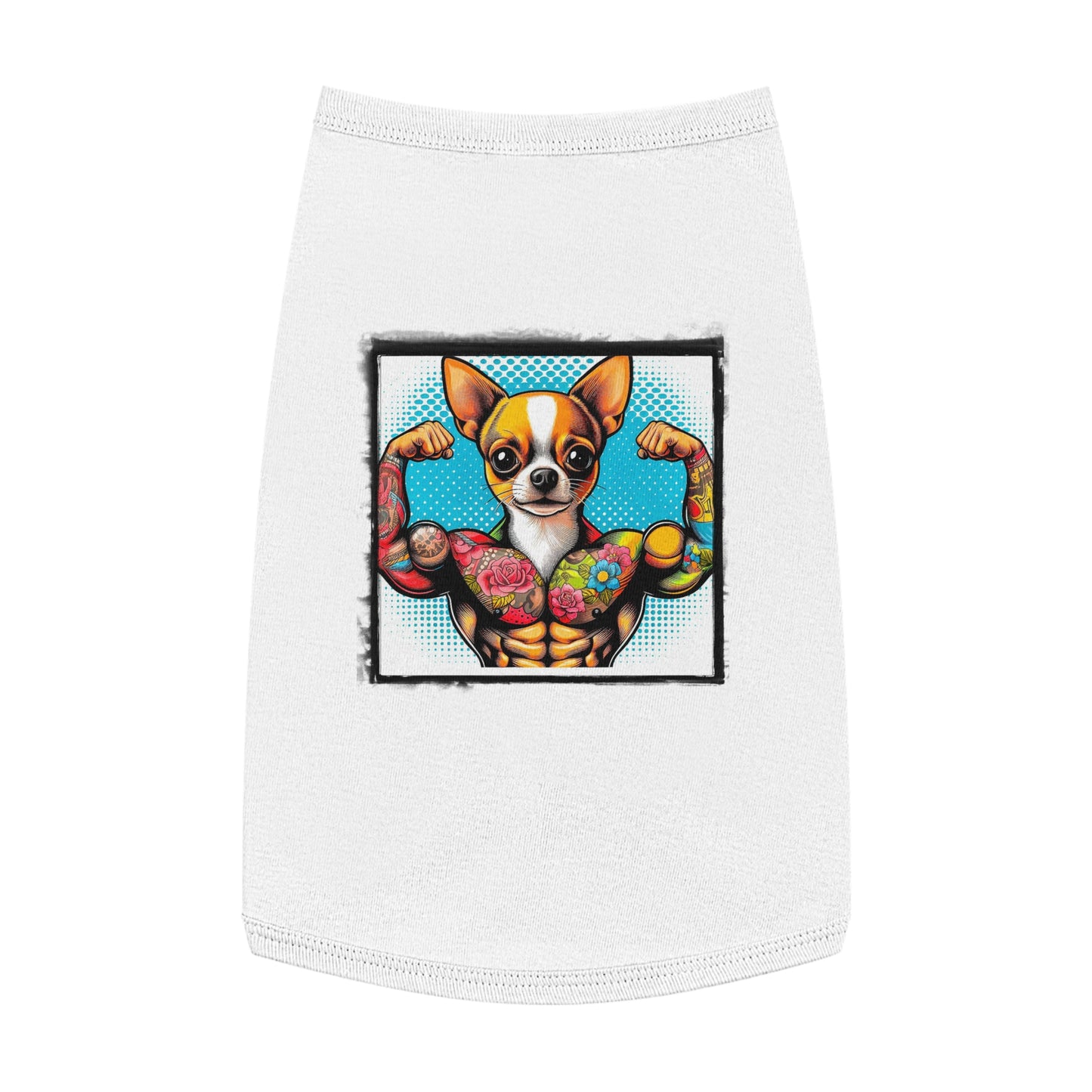 Pet Tank Top Chihuahua flexing t shirt Pets Printify L White