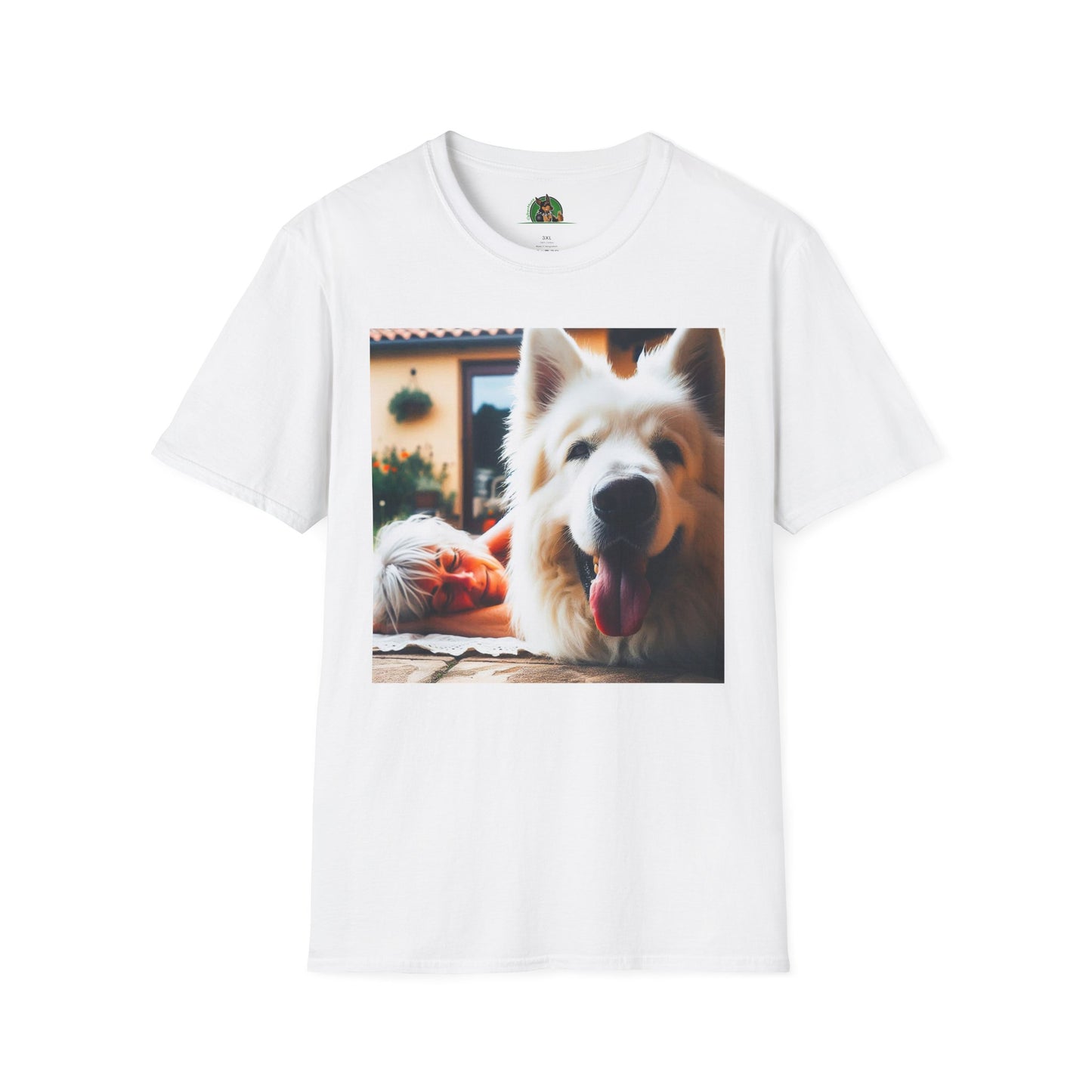 German Shepherd pretty fluffy boy shirt T-Shirt Printify White S